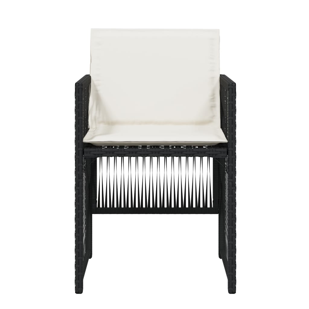 Sedie da Giardino con Cuscini 4 pz Nere in Polyrattan