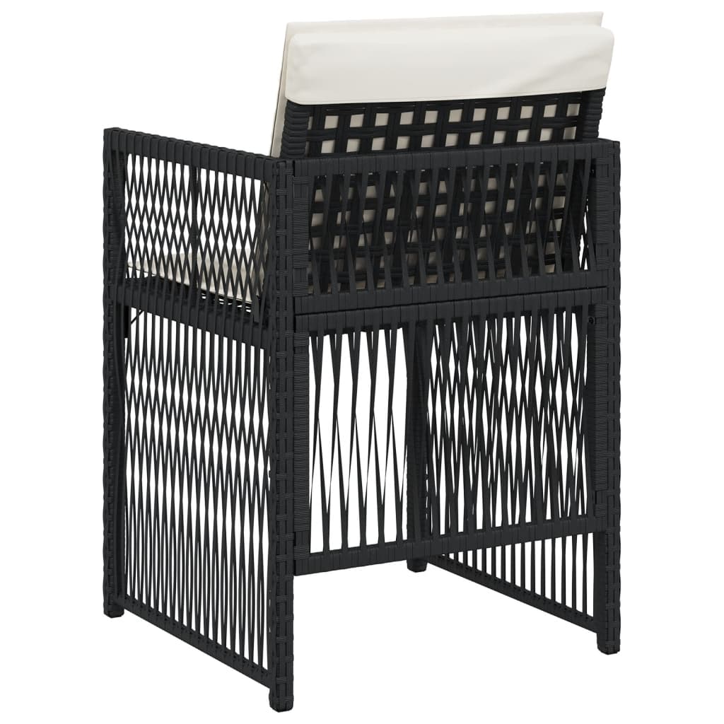 Sedie da Giardino con Cuscini 4 pz Nere in Polyrattan