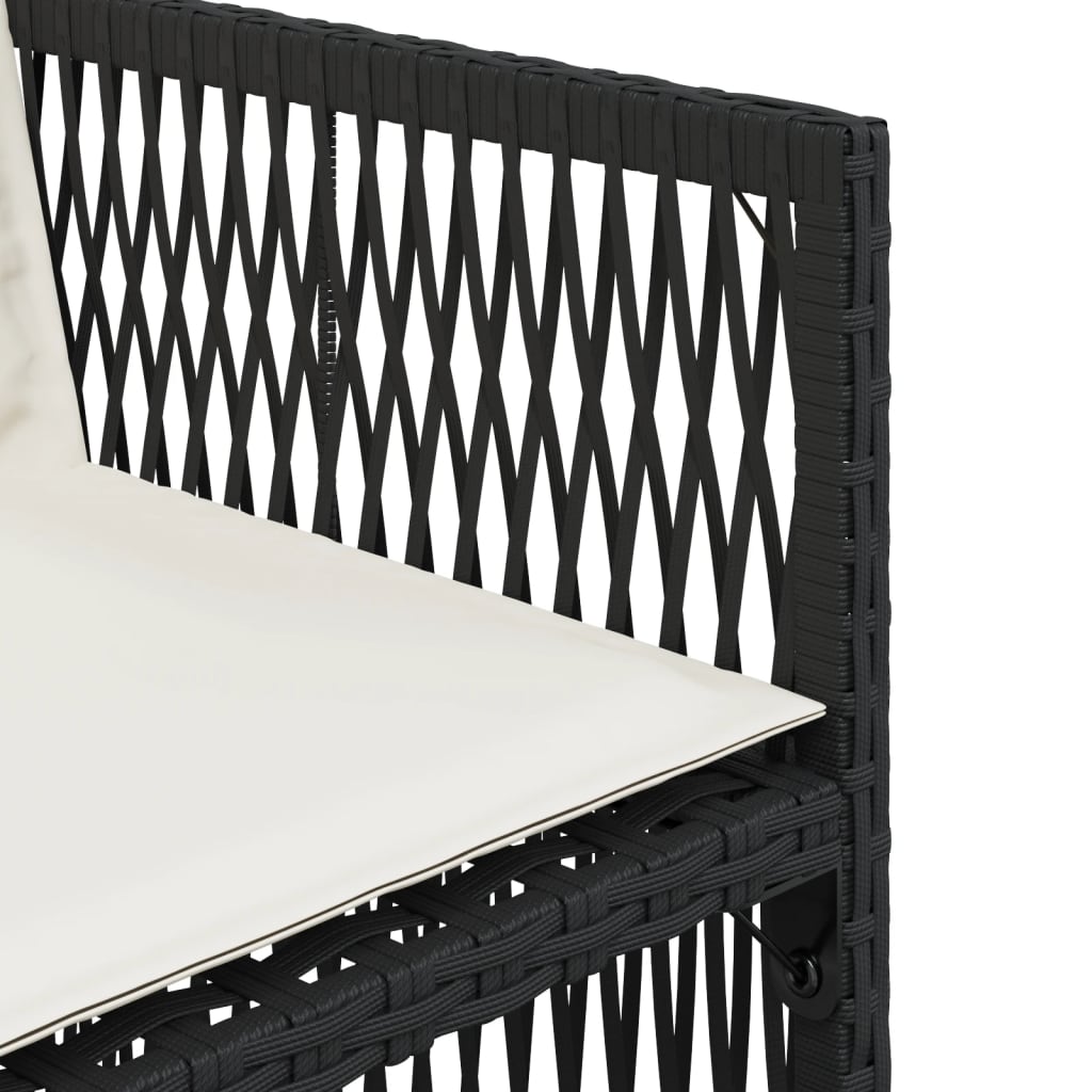 Sedie da Giardino con Cuscini 4 pz Nere in Polyrattan