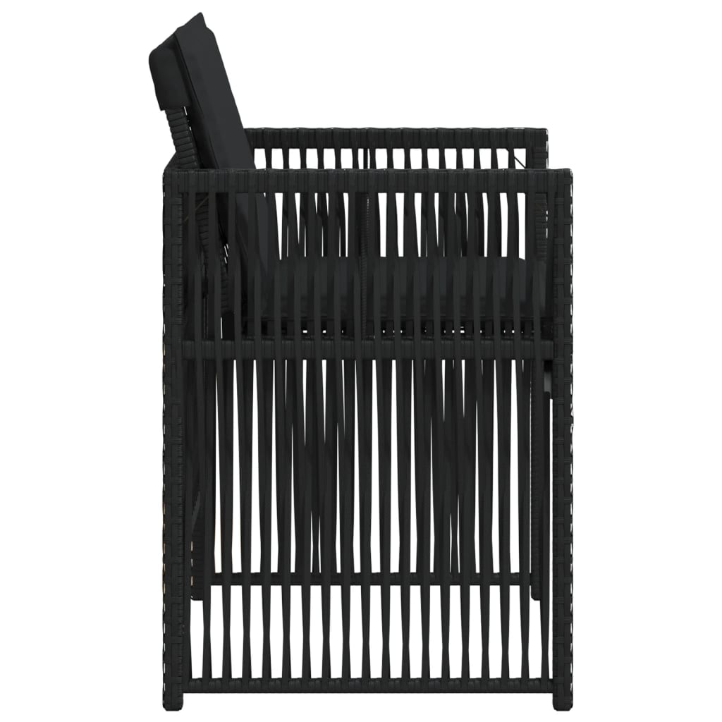Sedie da Giardino con Cuscini 4 pz Nere in Polyrattan