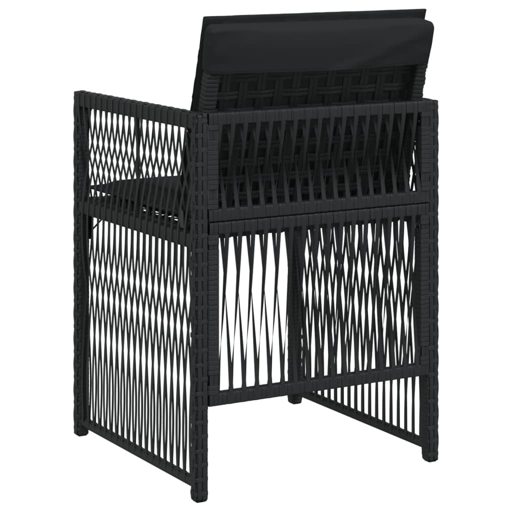Sedie da Giardino con Cuscini 4 pz Nere in Polyrattan