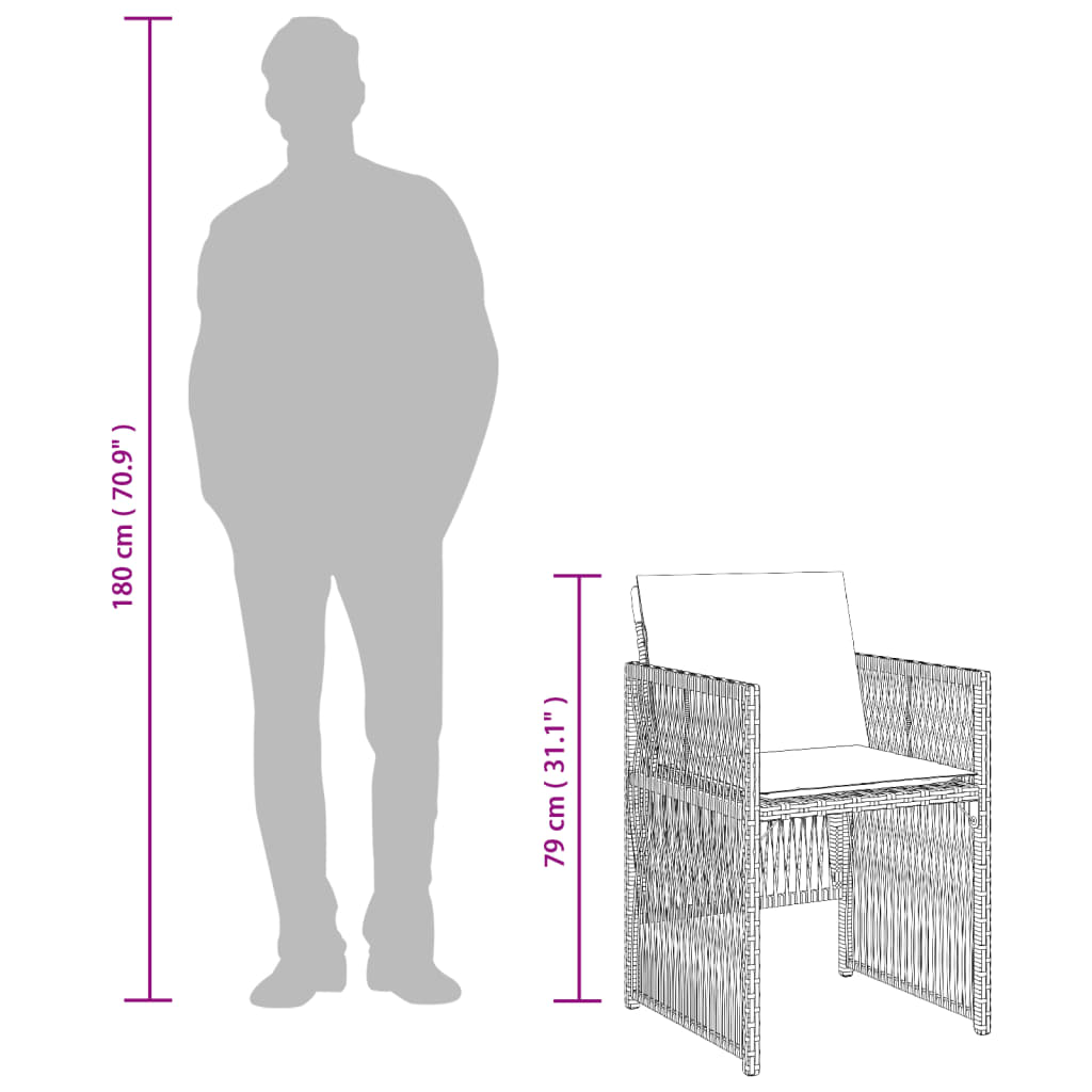 Sedie da Giardino con Cuscini 4 pz Nere in Polyrattan
