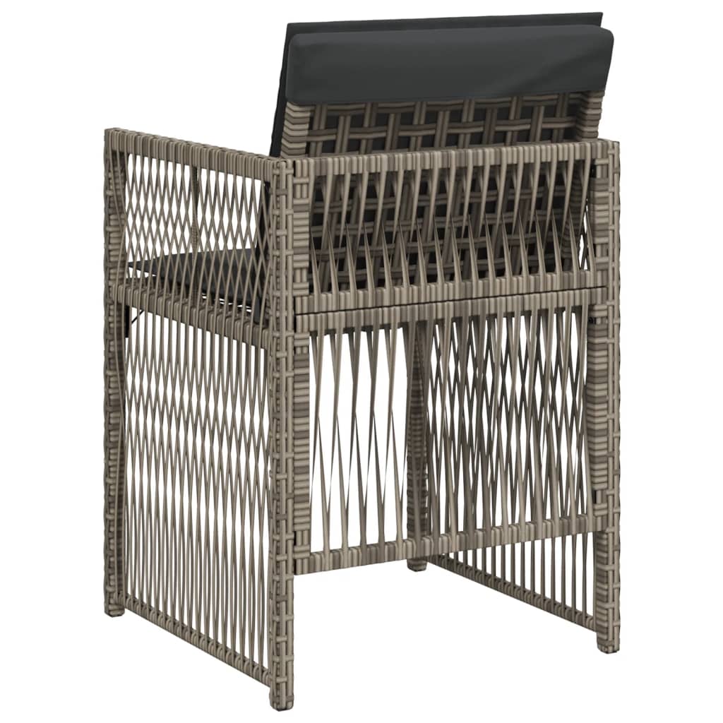 Sedie da Giardino con Cuscini 4pz Grigio in Polyrattan