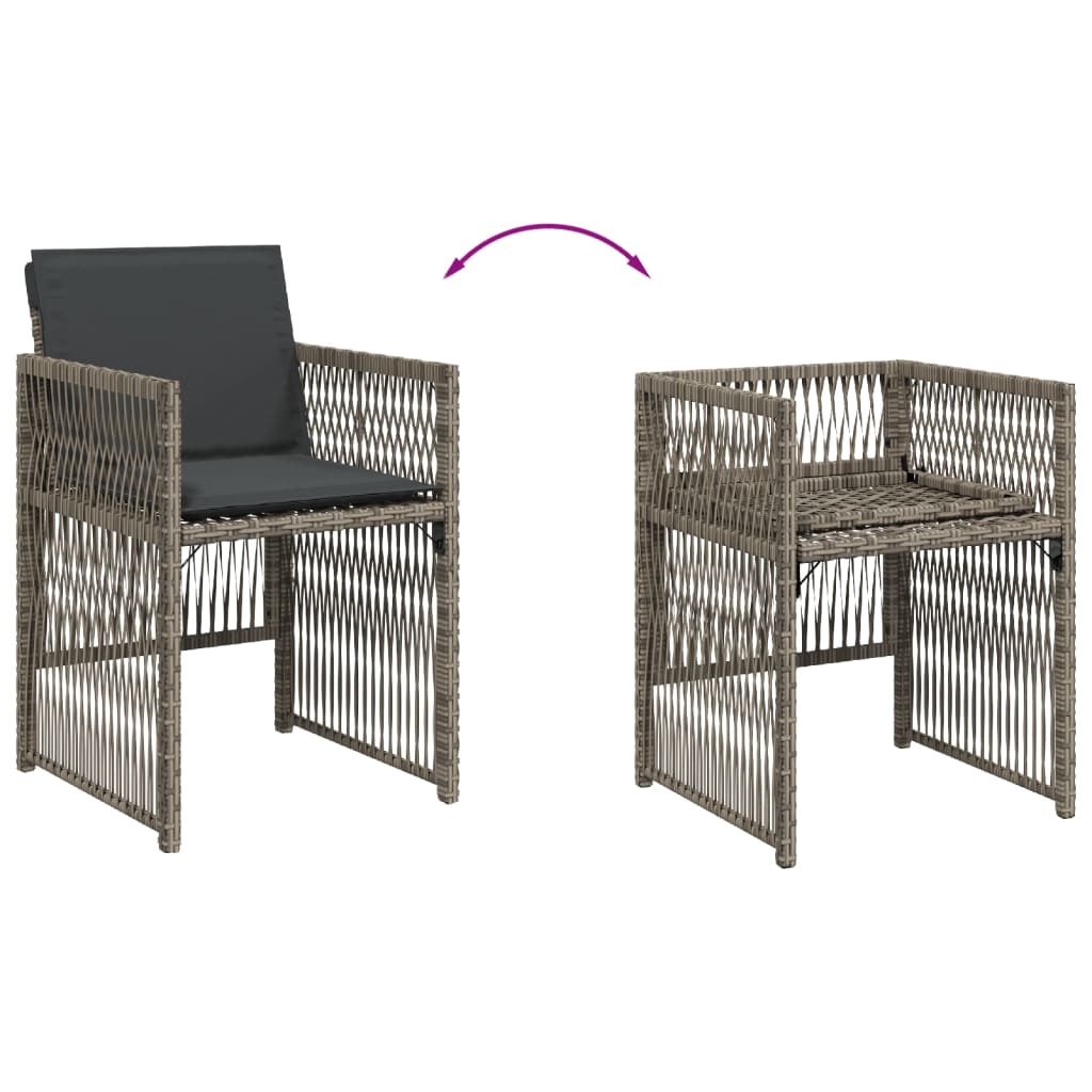 Sedie da Giardino con Cuscini 4pz Grigio in Polyrattan