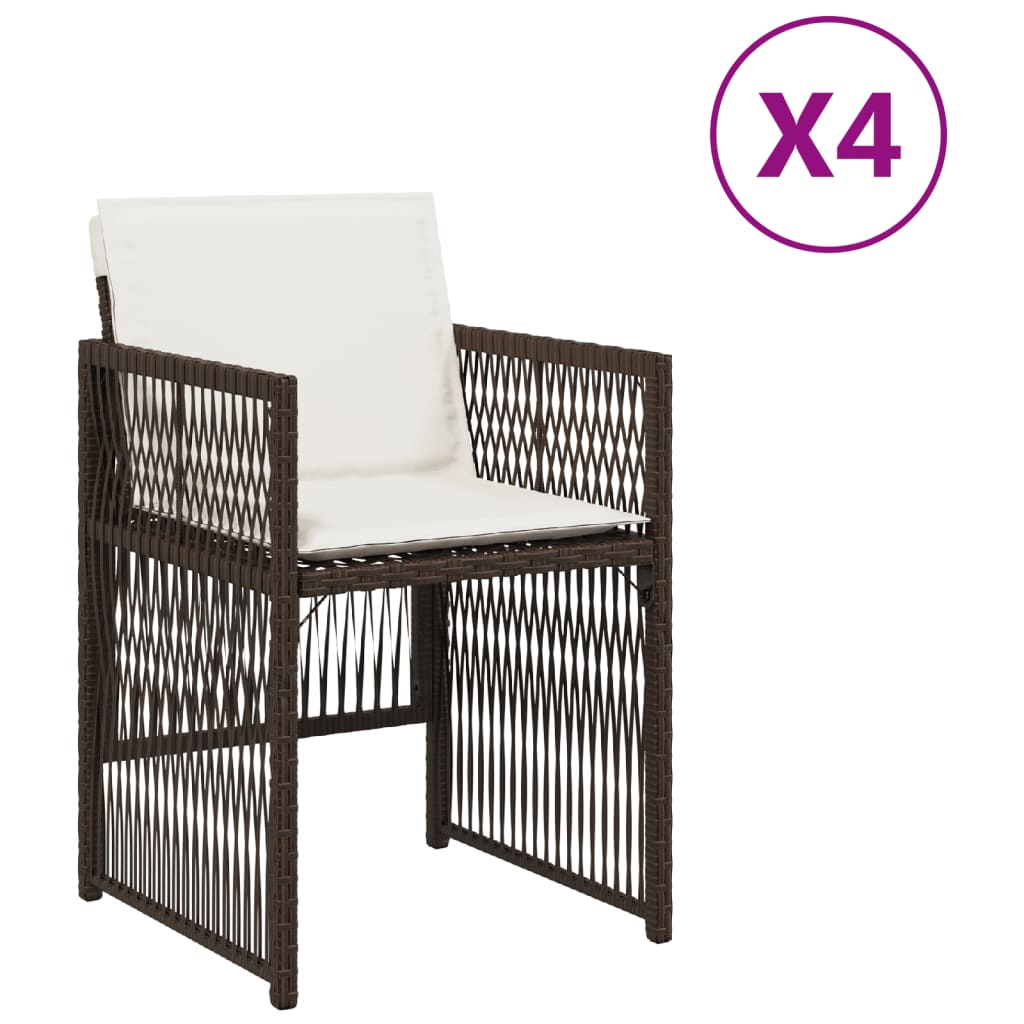 Sedie da Giardino con Cuscini 4 pz Marroni in Polyrattan