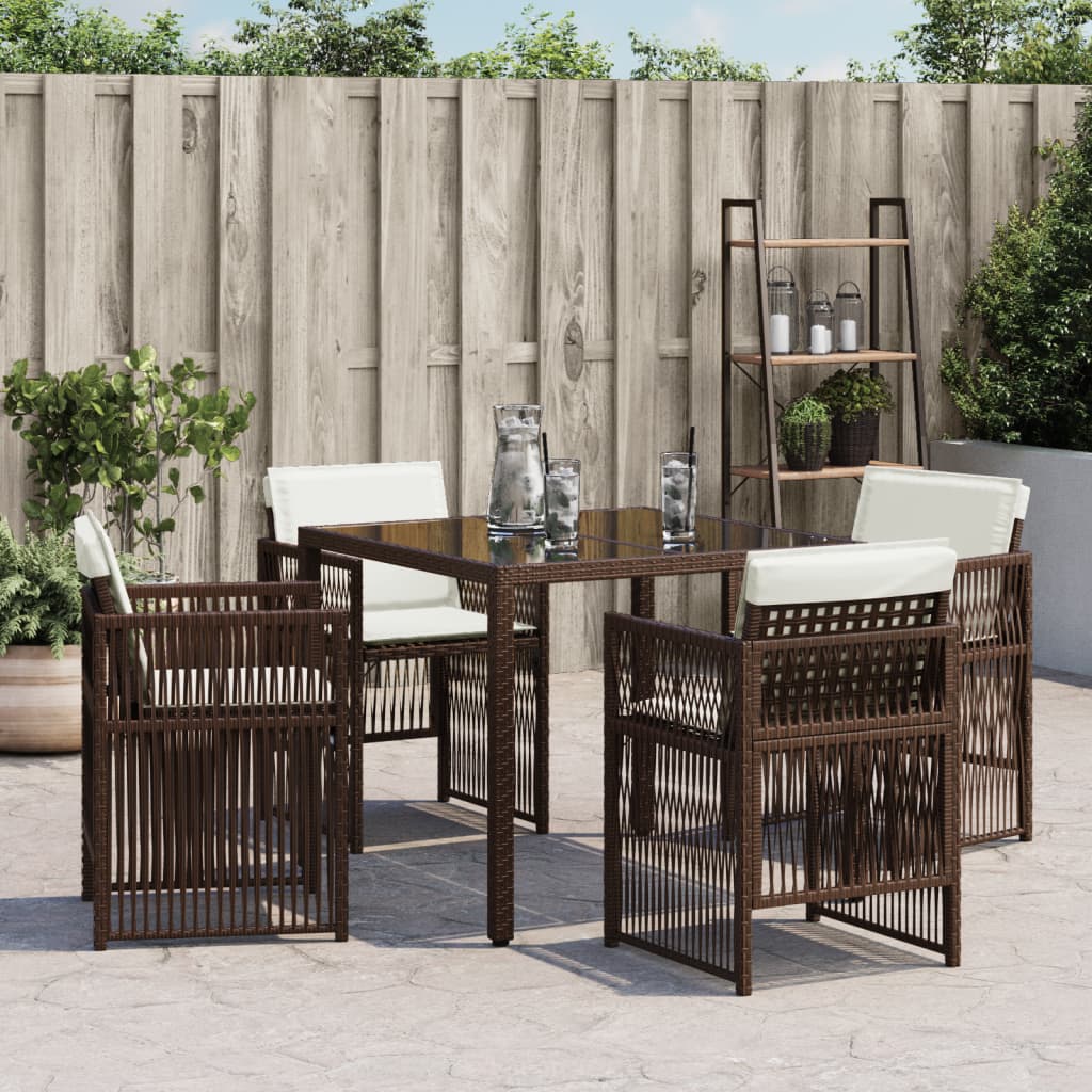 Sedie da Giardino con Cuscini 4 pz Marroni in Polyrattan