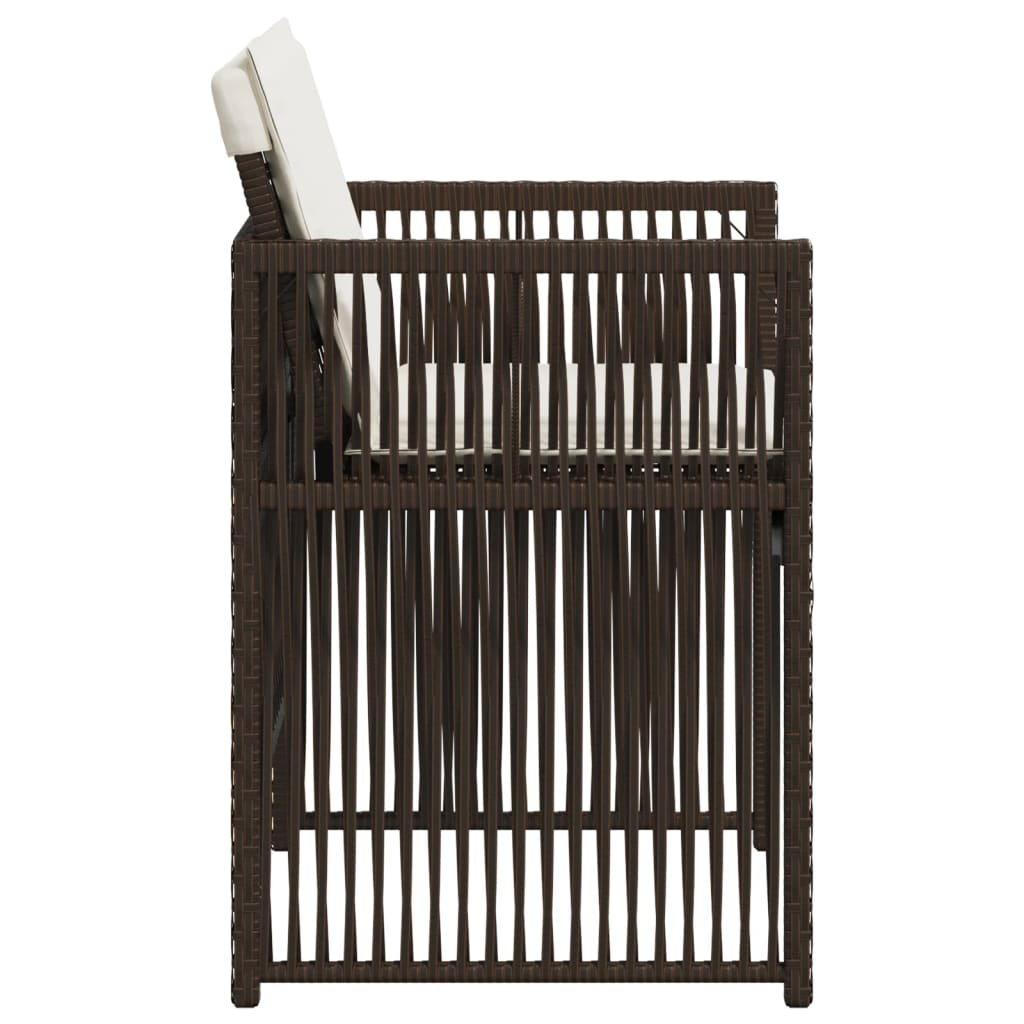 Sedie da Giardino con Cuscini 4 pz Marroni in Polyrattan