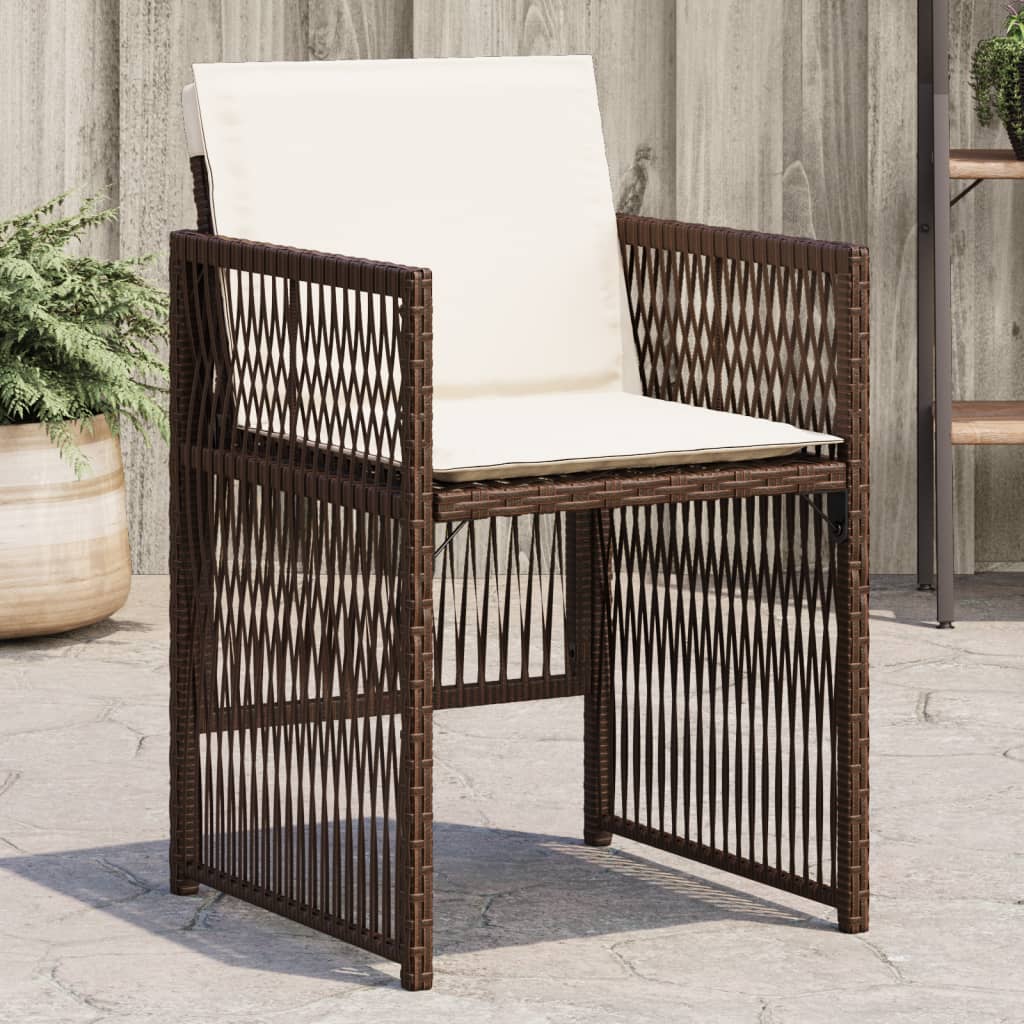 Sedie da Giardino con Cuscini 4 pz Marroni in Polyrattan