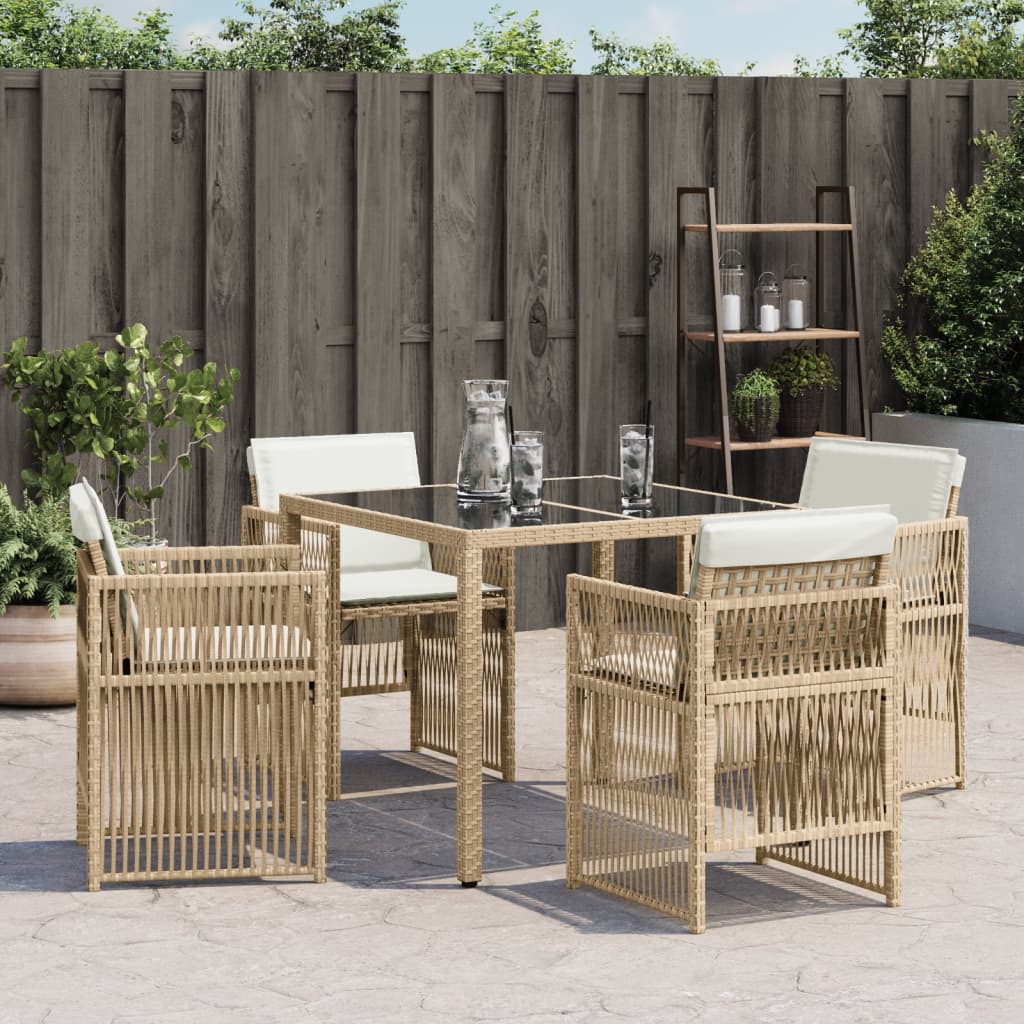 Sedie da Giardino con Cuscini 4 pz Beige in Polyrattan