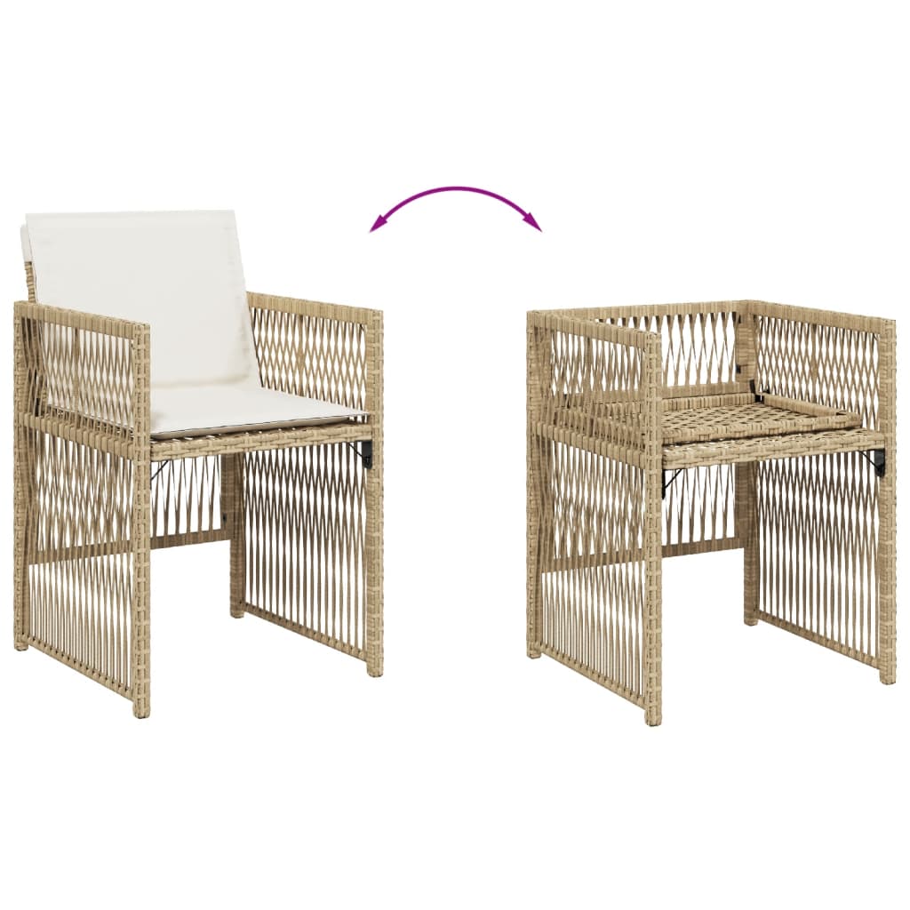 Sedie da Giardino con Cuscini 4 pz Beige in Polyrattan