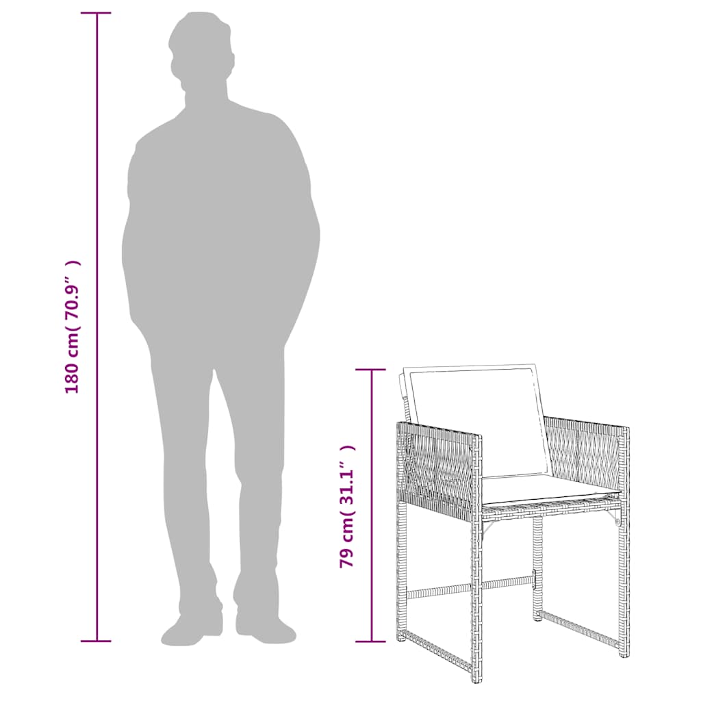 Sedie da Giardino con Cuscini 4pz Grigio in Polyrattan | homemem39