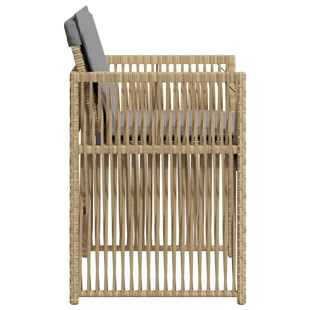 Sedie da Giardino con Cuscini 4 pz Beige Misto in Polyrattan
