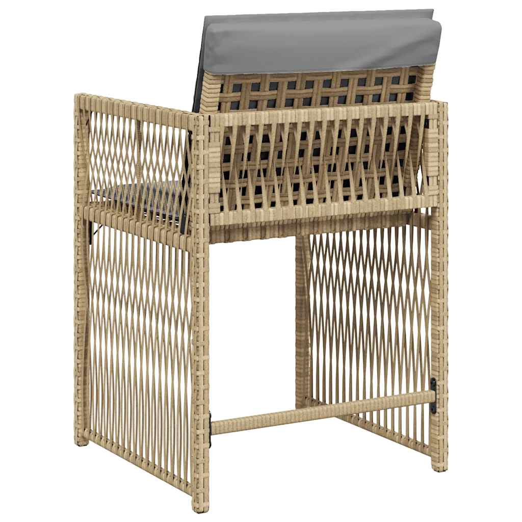 Sedie da Giardino con Cuscini 4 pz Beige Misto in Polyrattan