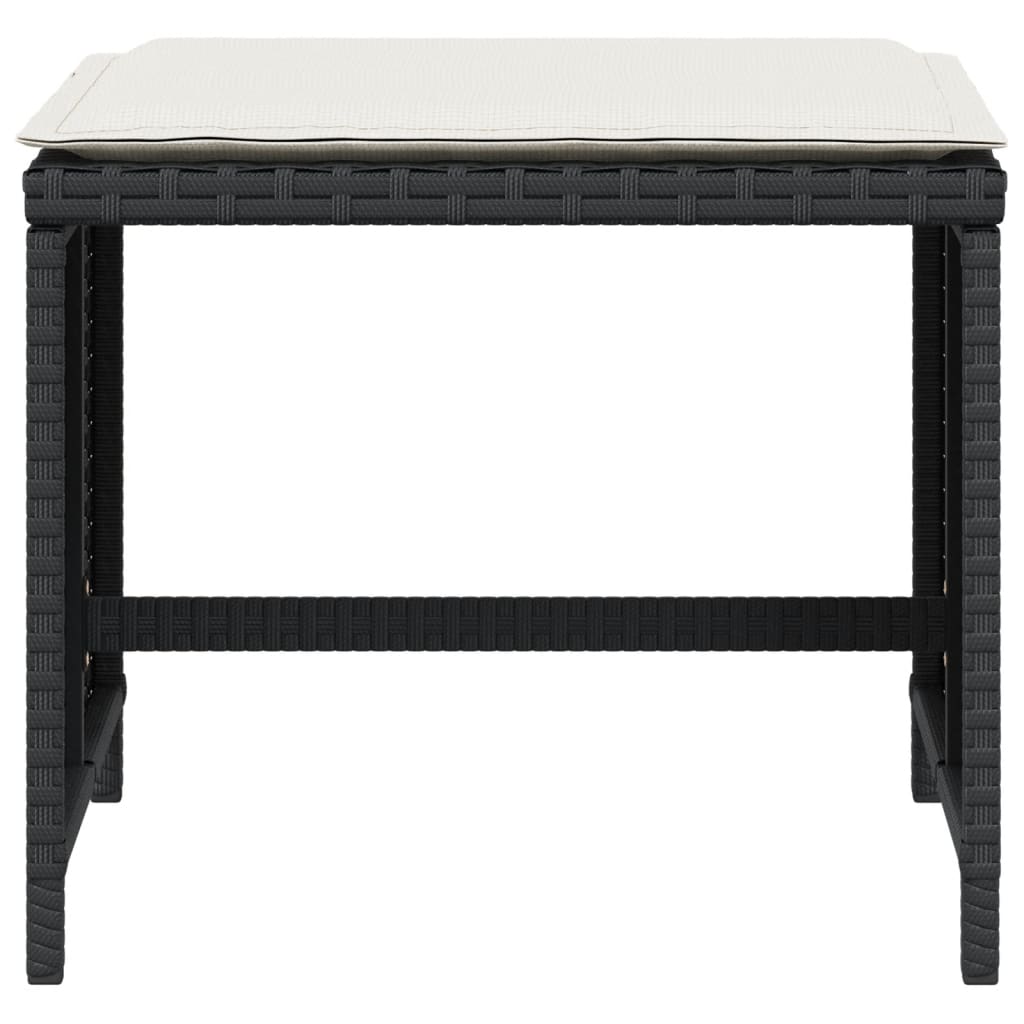 Sgabelli da Giardino con Cuscini 4pz Neri 41x41x36cm Polyrattan - homemem39