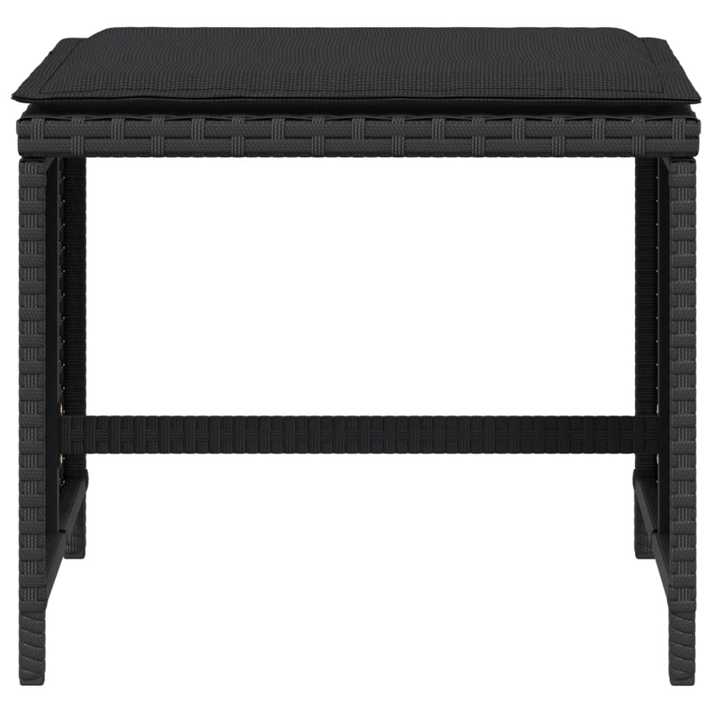 Sgabelli da Giardino con Cuscini 4pz Neri 41x41x36cm Polyrattan - homemem39