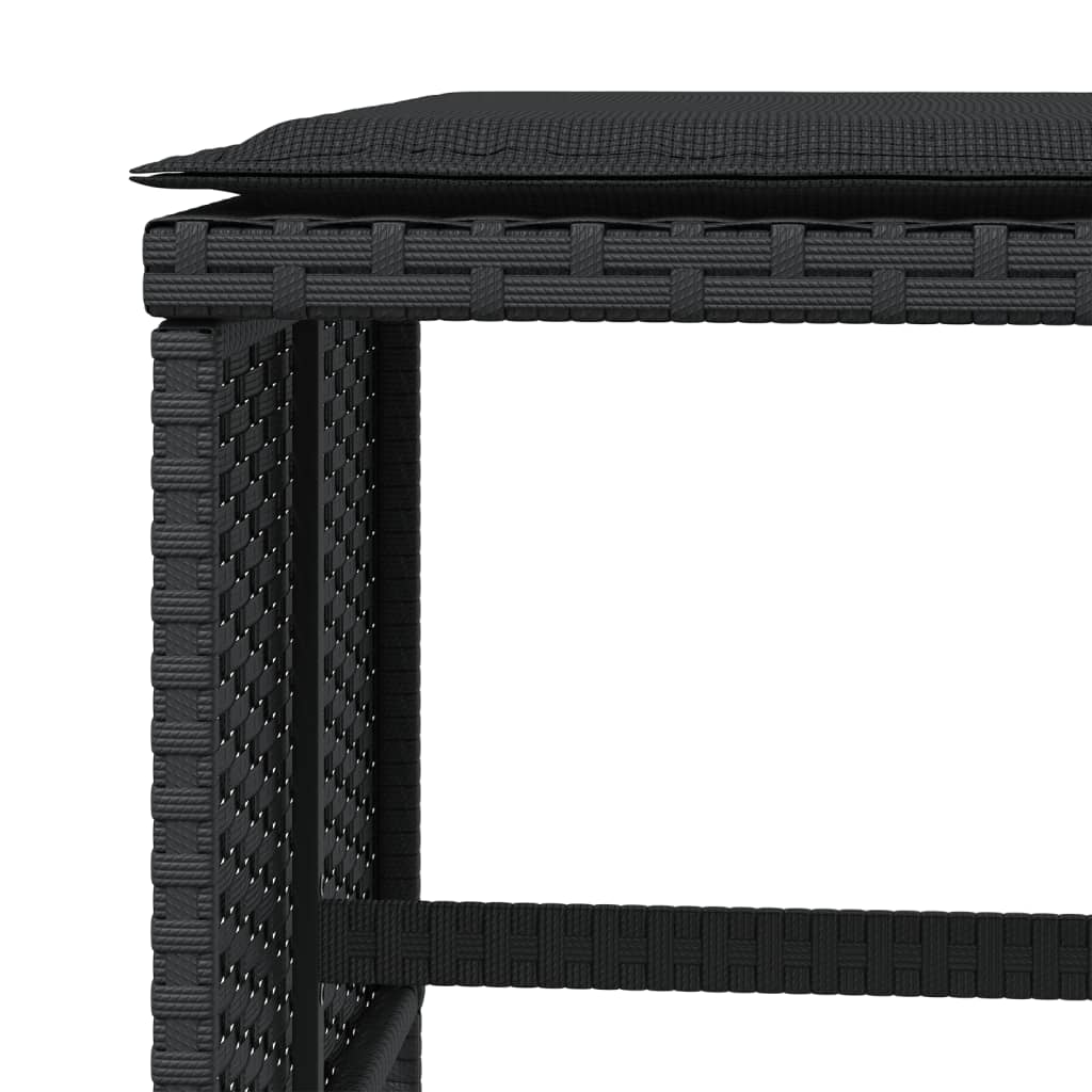 Sgabelli da Giardino con Cuscini 4pz Neri 41x41x36cm Polyrattan - homemem39