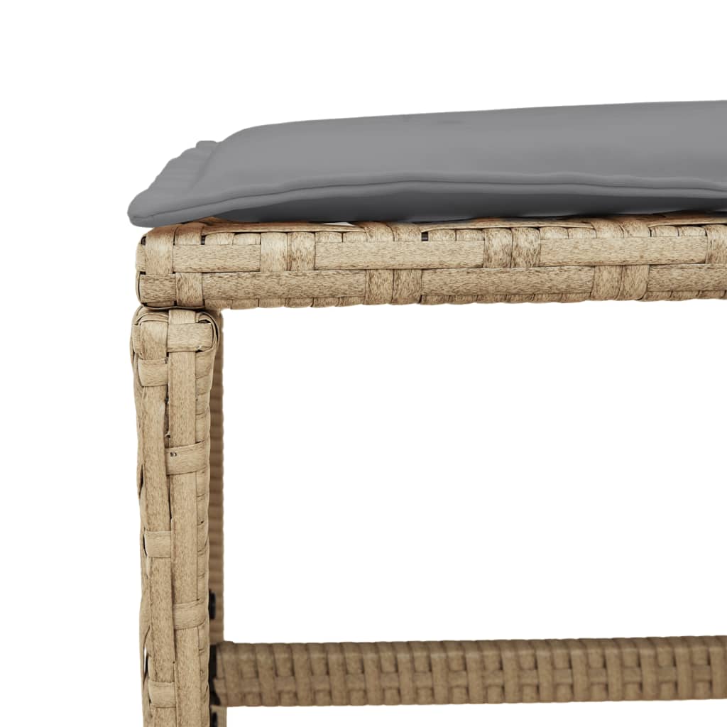 Sgabelli Giardino Cuscini 4pz Beige Misto 41x41x36cm Polyrattan - homemem39