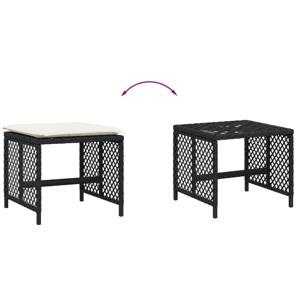 Sgabelli da Giardino con Cuscini 4pz Neri 41x41x36cm Polyrattan - homemem39