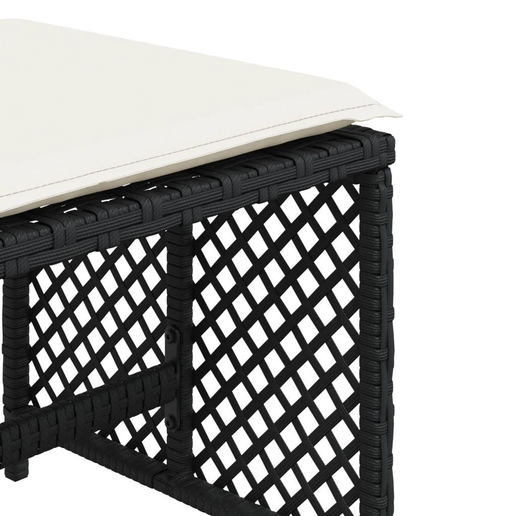 Sgabelli da Giardino con Cuscini 4pz Neri 41x41x36cm Polyrattan - homemem39