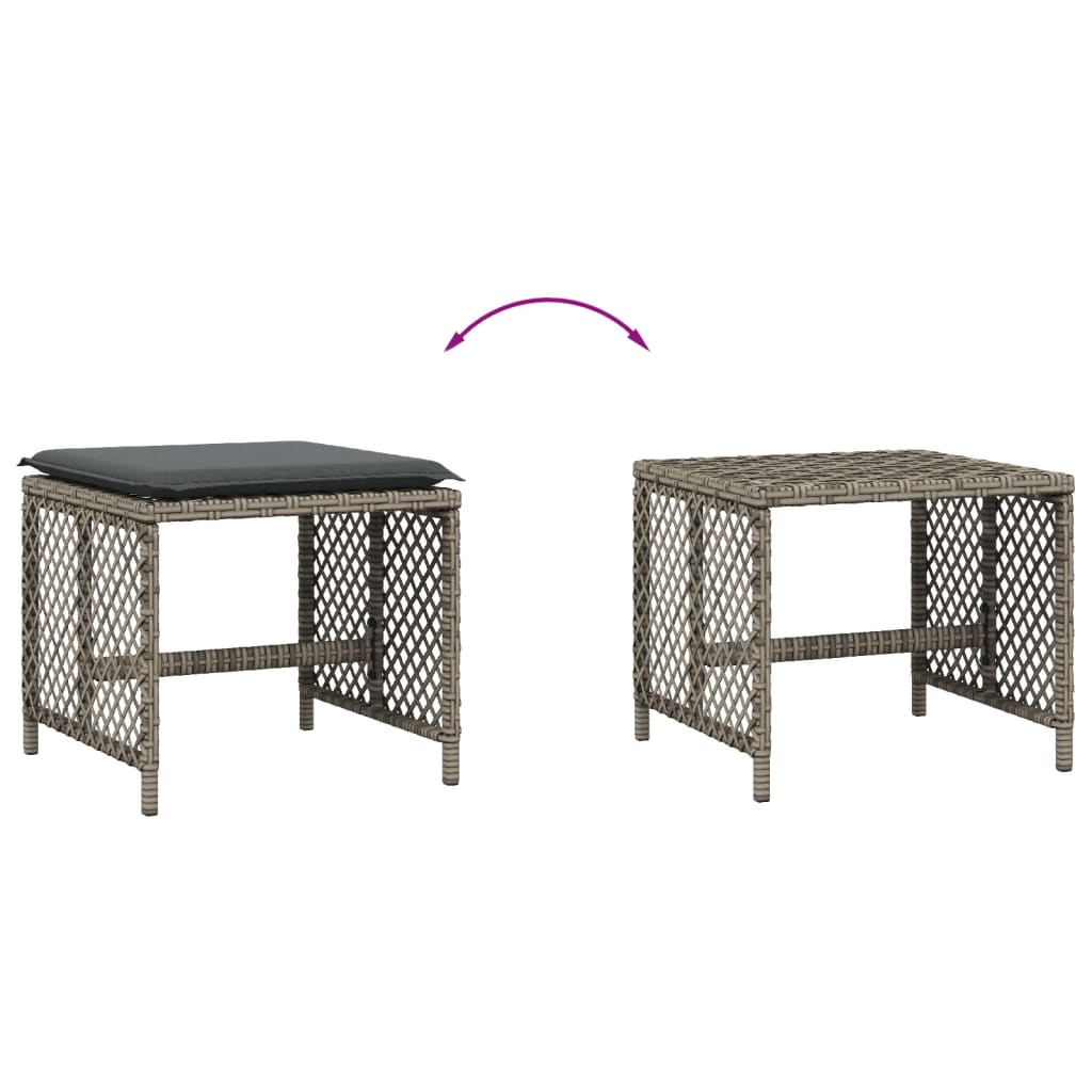 Sgabelli Giardino con Cuscini 4pz Grigi 41x41x36cm Polyrattan - homemem39
