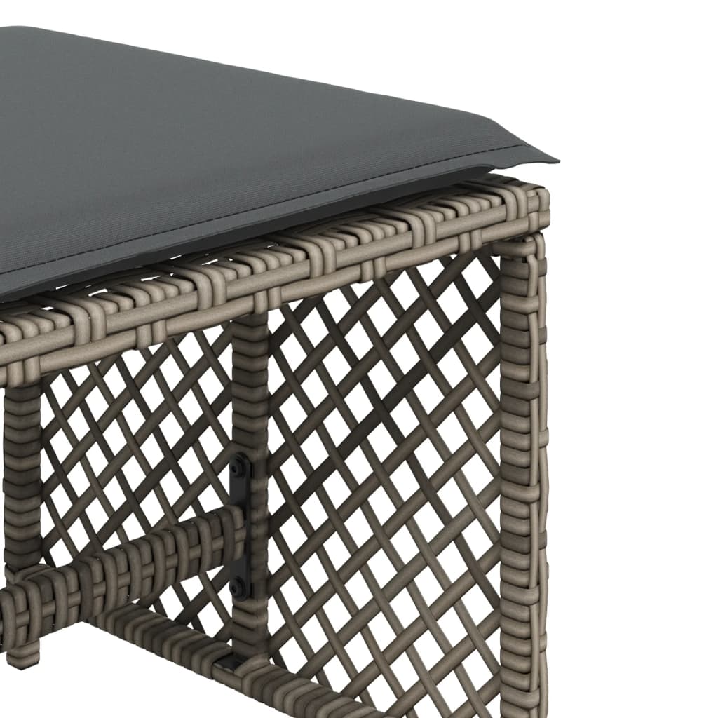 Sgabelli Giardino con Cuscini 4pz Grigi 41x41x36cm Polyrattan - homemem39