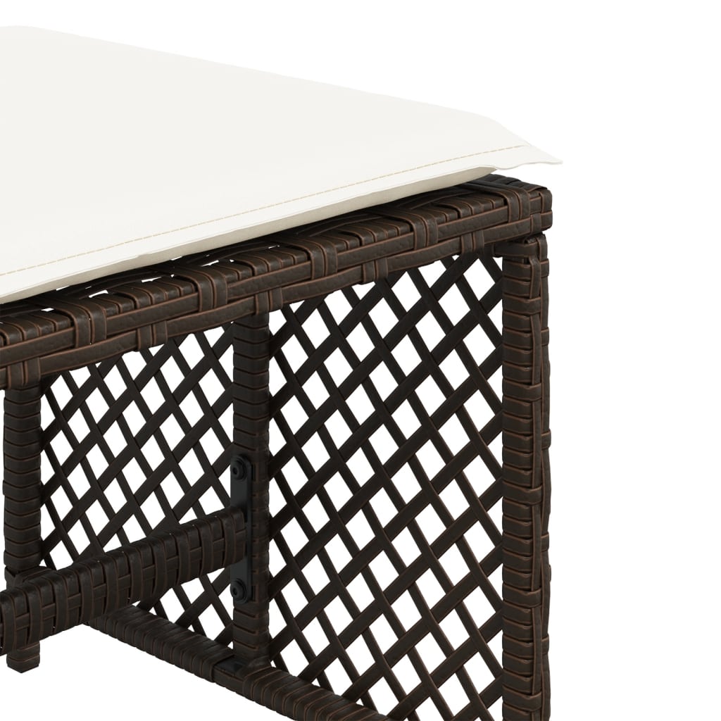 Sgabelli Giardino con Cuscini 4pz Marroni 41x41x36cm Polyrattan - homemem39