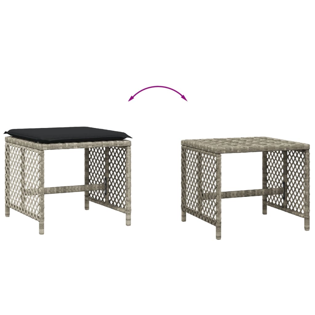 Sgabelli Giardino Cuscini 4pz Grigio Chiaro 41x41x36 Polyrattan - homemem39