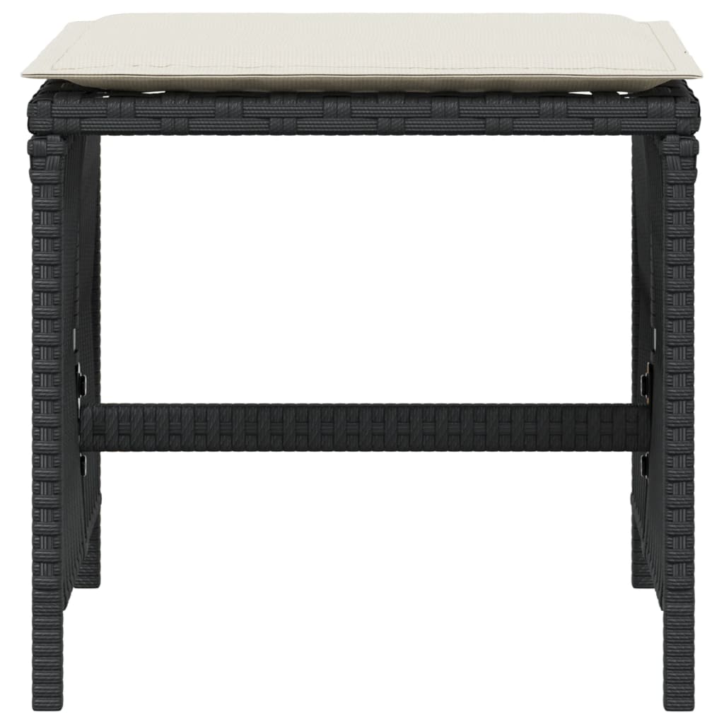 Sgabelli da Giardino con Cuscini 4pz Neri 41x41x36cm Polyrattan - homemem39