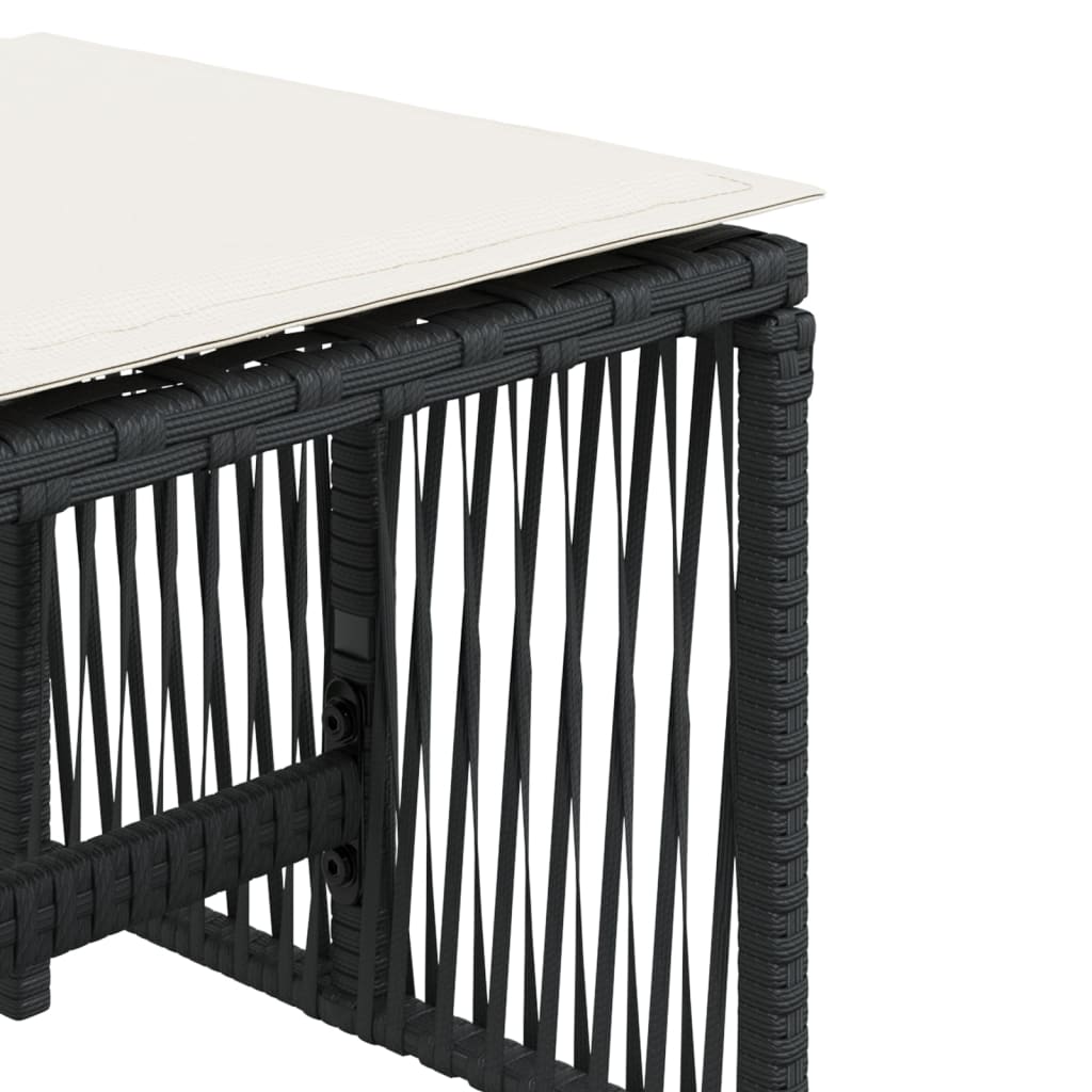 Sgabelli da Giardino con Cuscini 4pz Neri 41x41x36cm Polyrattan - homemem39
