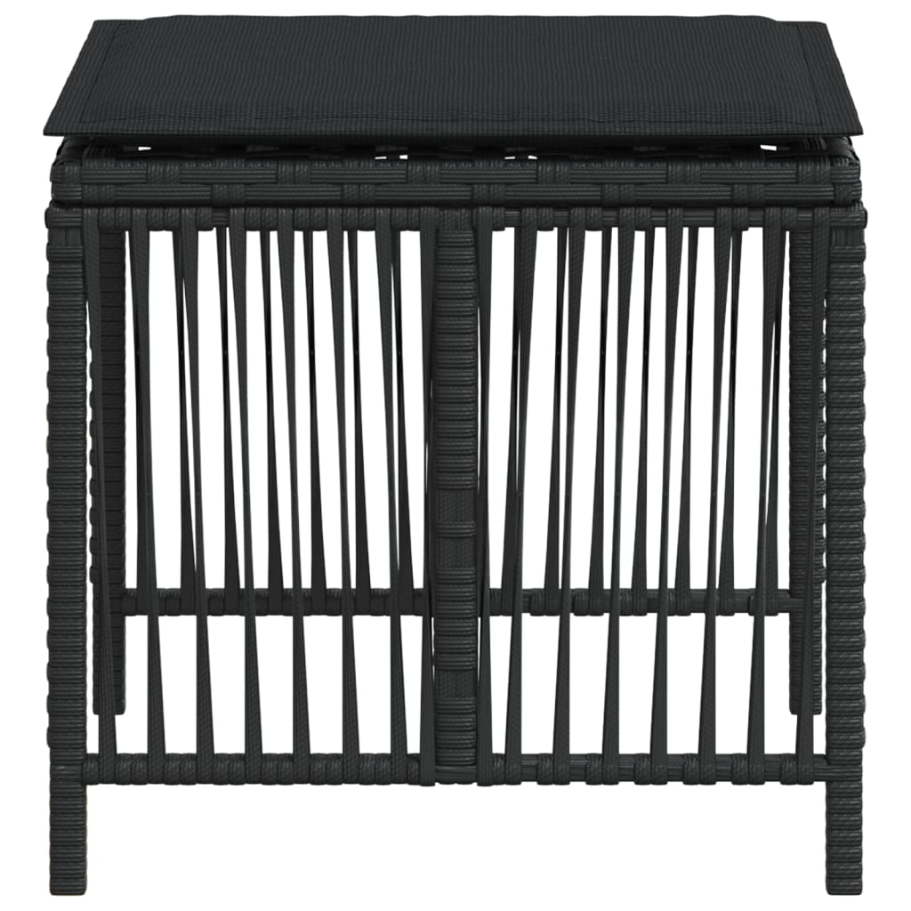 Sgabelli da Giardino con Cuscini 4pz Neri 41x41x36cm Polyrattan - homemem39