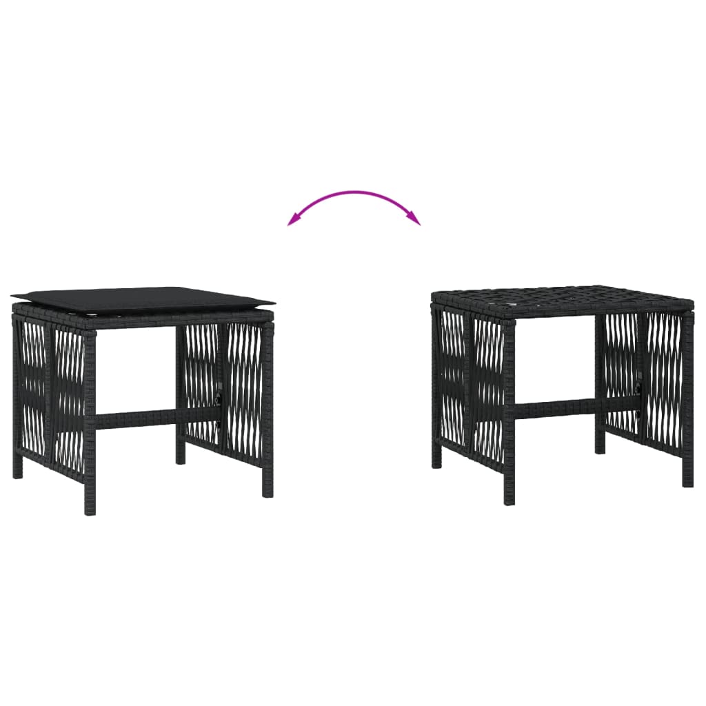 Sgabelli da Giardino con Cuscini 4pz Neri 41x41x36cm Polyrattan - homemem39