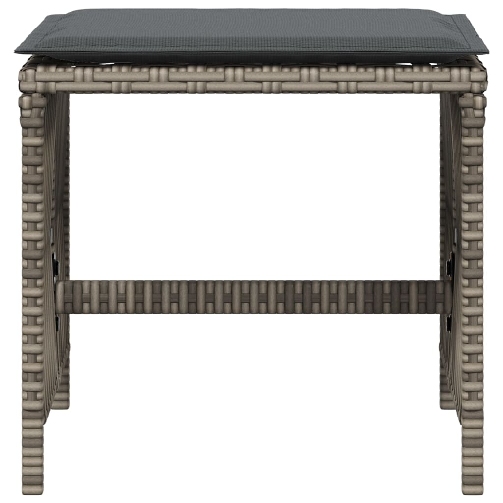 Sgabelli Giardino con Cuscini 4pz Grigi 41x41x36cm Polyrattan - homemem39