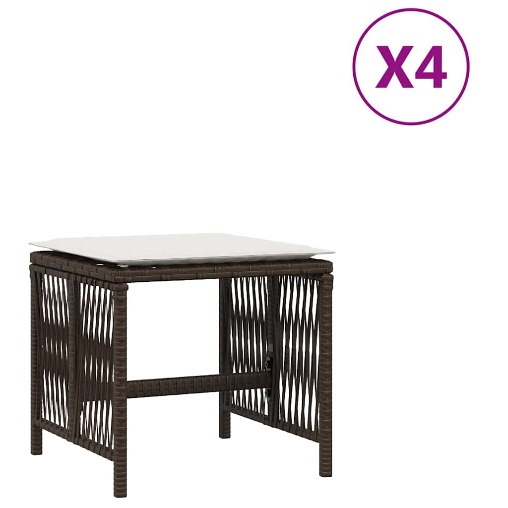 Sgabelli Giardino con Cuscini 4pz Marroni 41x41x36cm Polyrattan - homemem39