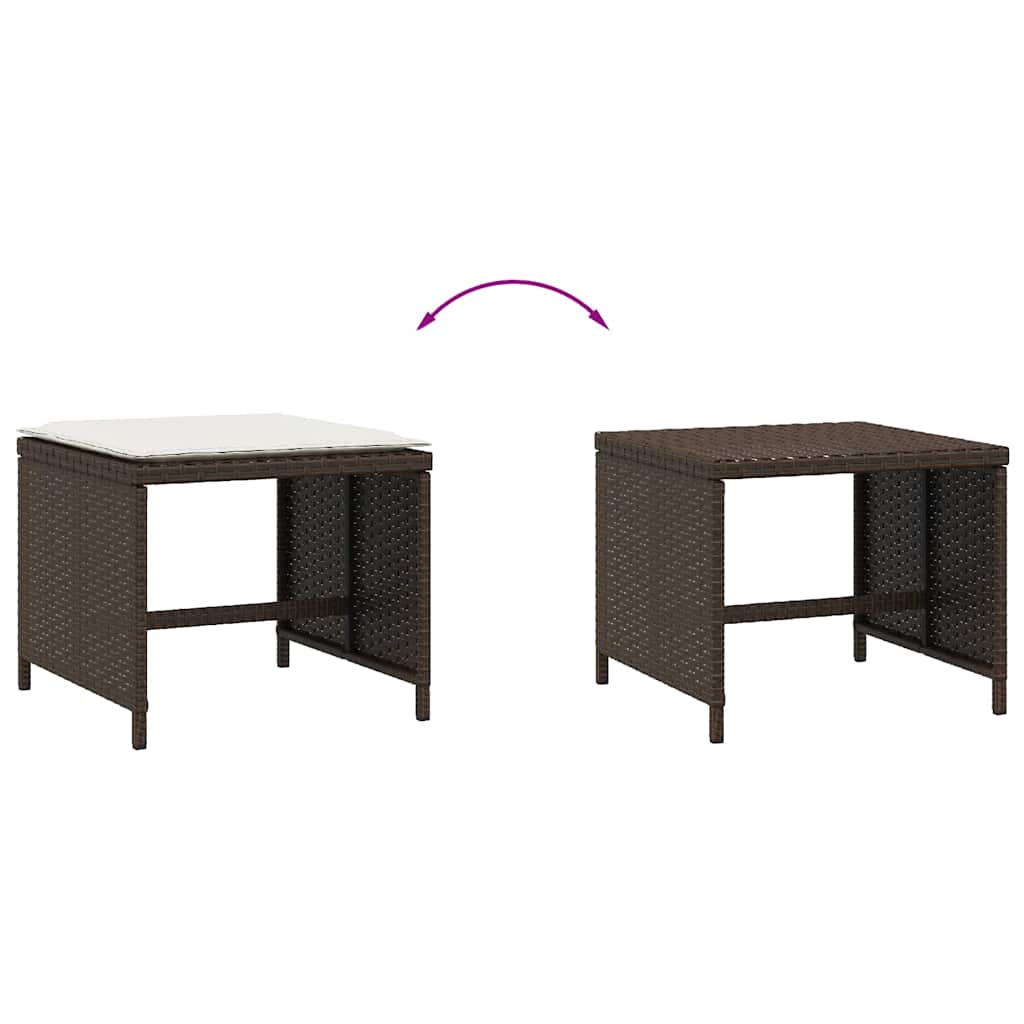 Sgabelli Giardino con Cuscini 4pz Marroni 41x41x36cm Polyrattan - homemem39