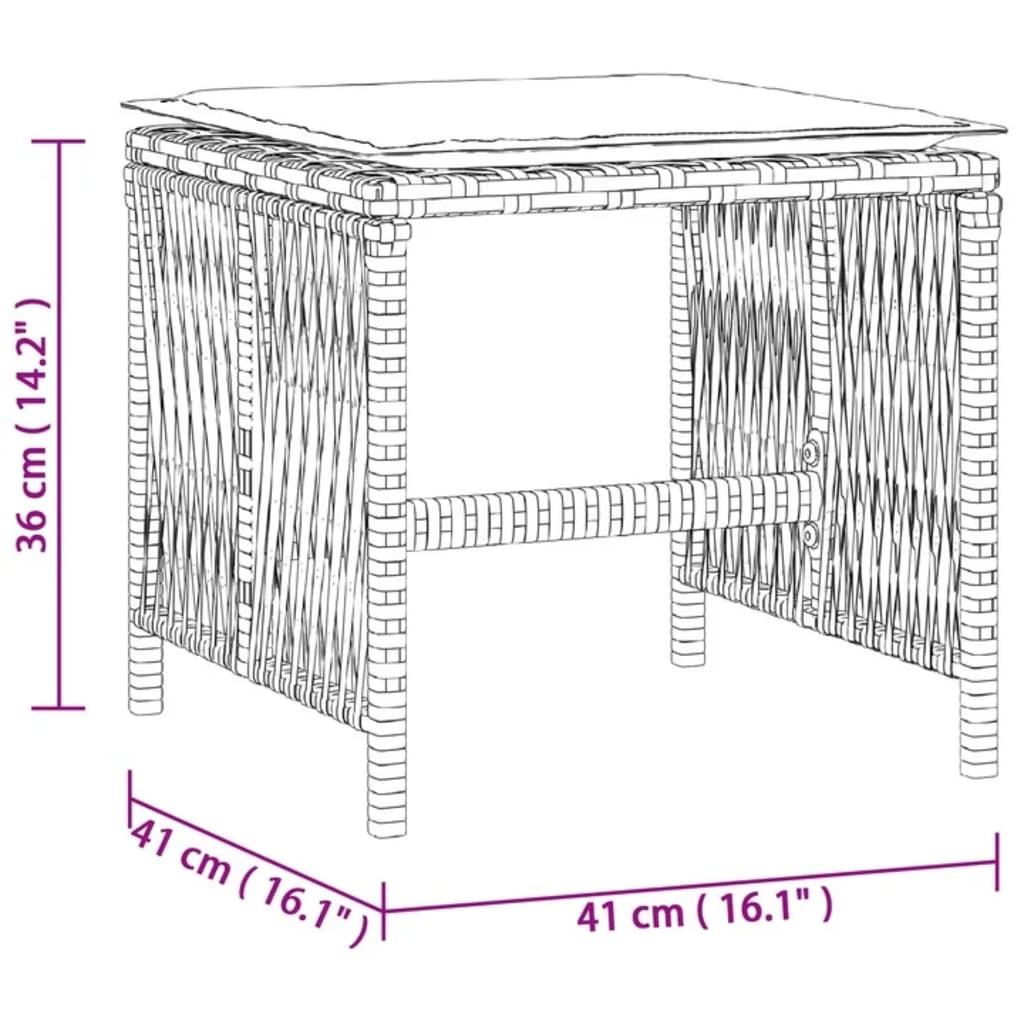 Sgabelli Giardino con Cuscini 4pz Beige 41x41x36cm Polyrattan - homemem39