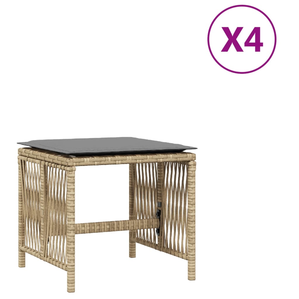 Sgabelli Giardino Cuscini 4pz Beige Misto 41x41x36cm Polyrattan - homemem39