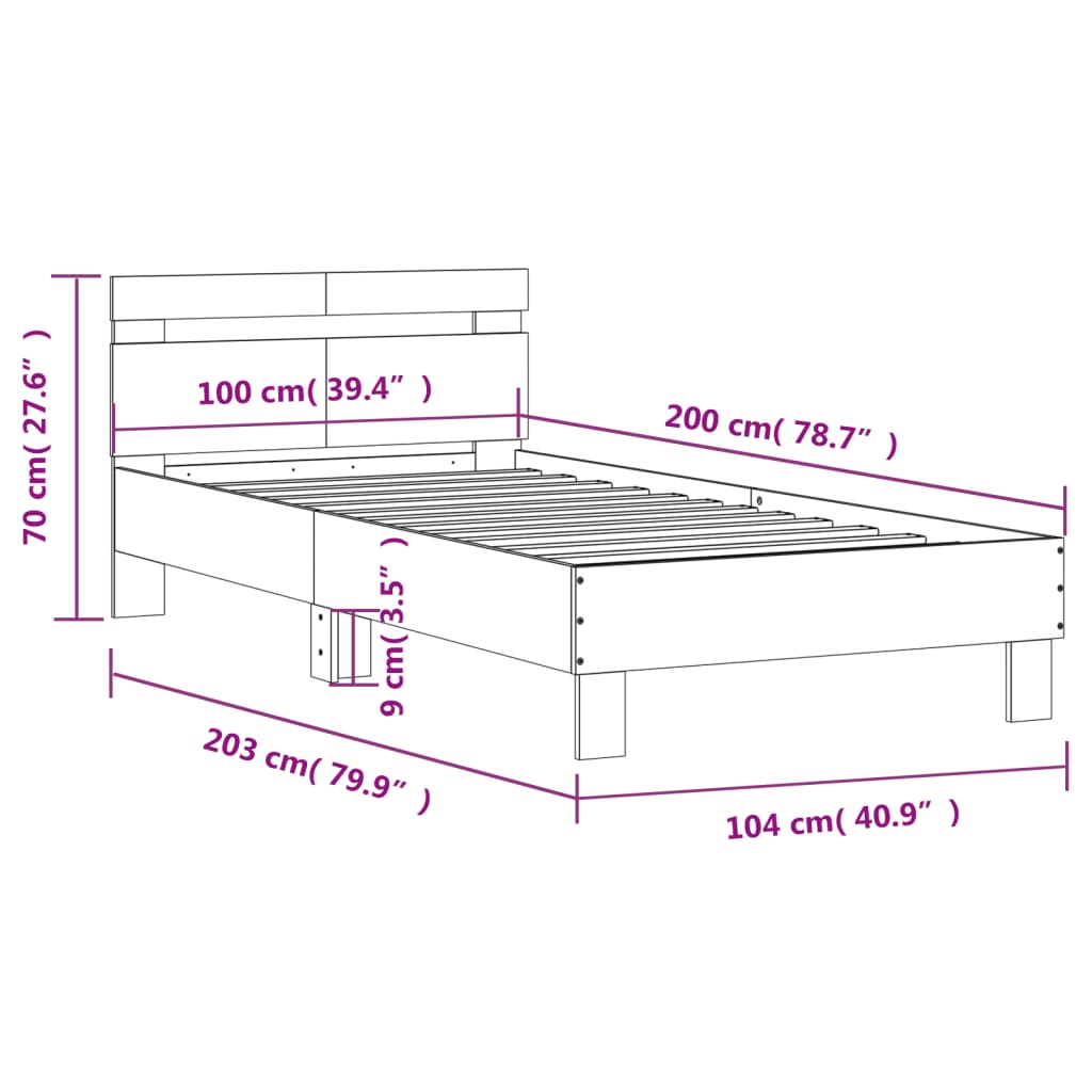 Giroletto Testiera Grigio Cemento 100x200 cm Legno Multistrato | homemem39