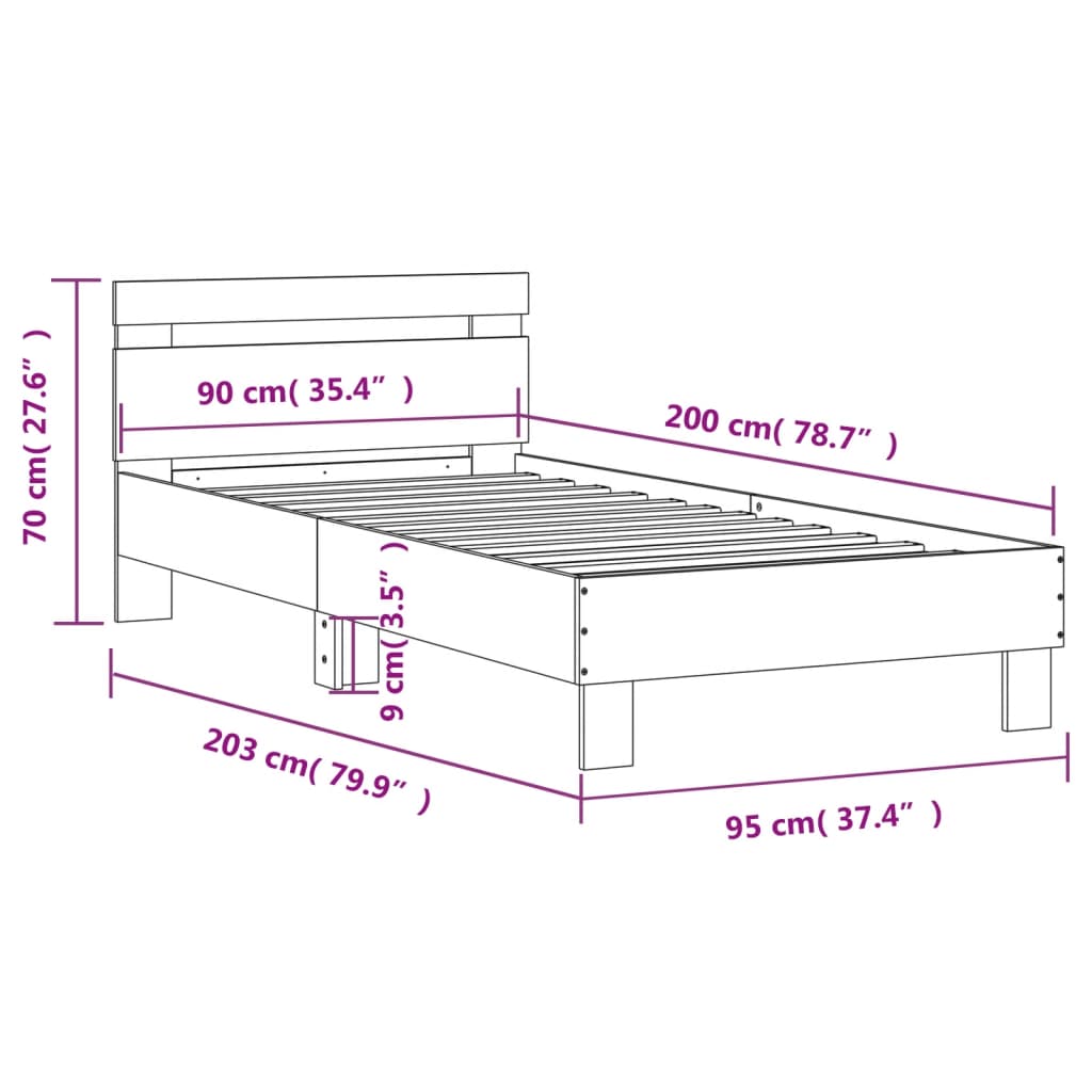 Giroletto Testiera Grigio Cemento 90x200 cm Legno Multistrato | homemem39