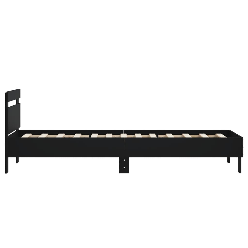 Giroletto con Testiera Nero 75x190 cm in Legno Multistrato - homemem39