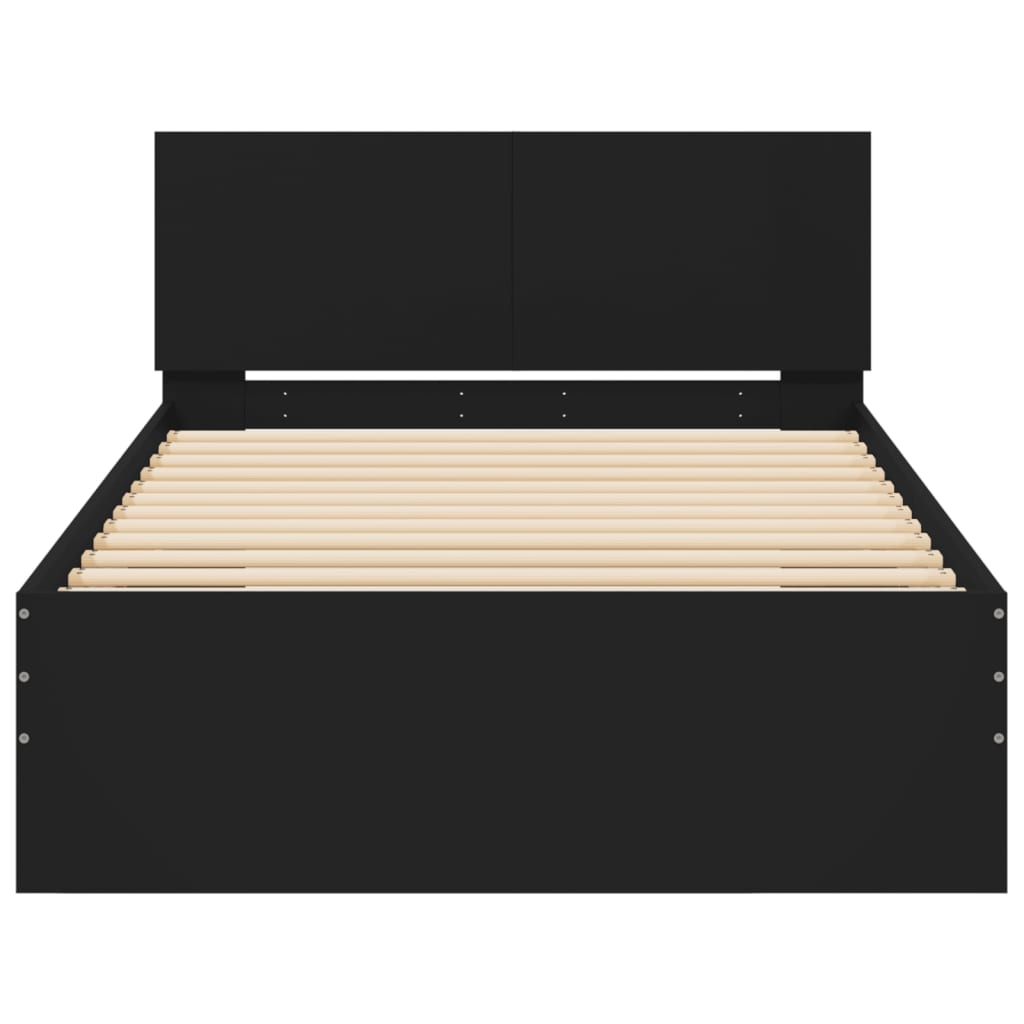 Giroletto con Testiera Nero 100x200 cm in Legno Multistrato - homemem39