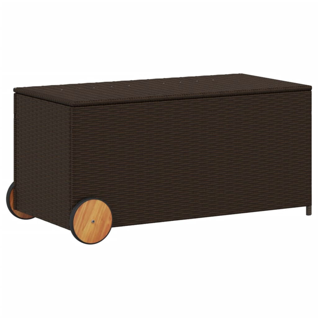 Contenitore da Giardino con Ruote Marrone 190L in Polyrattan - homemem39