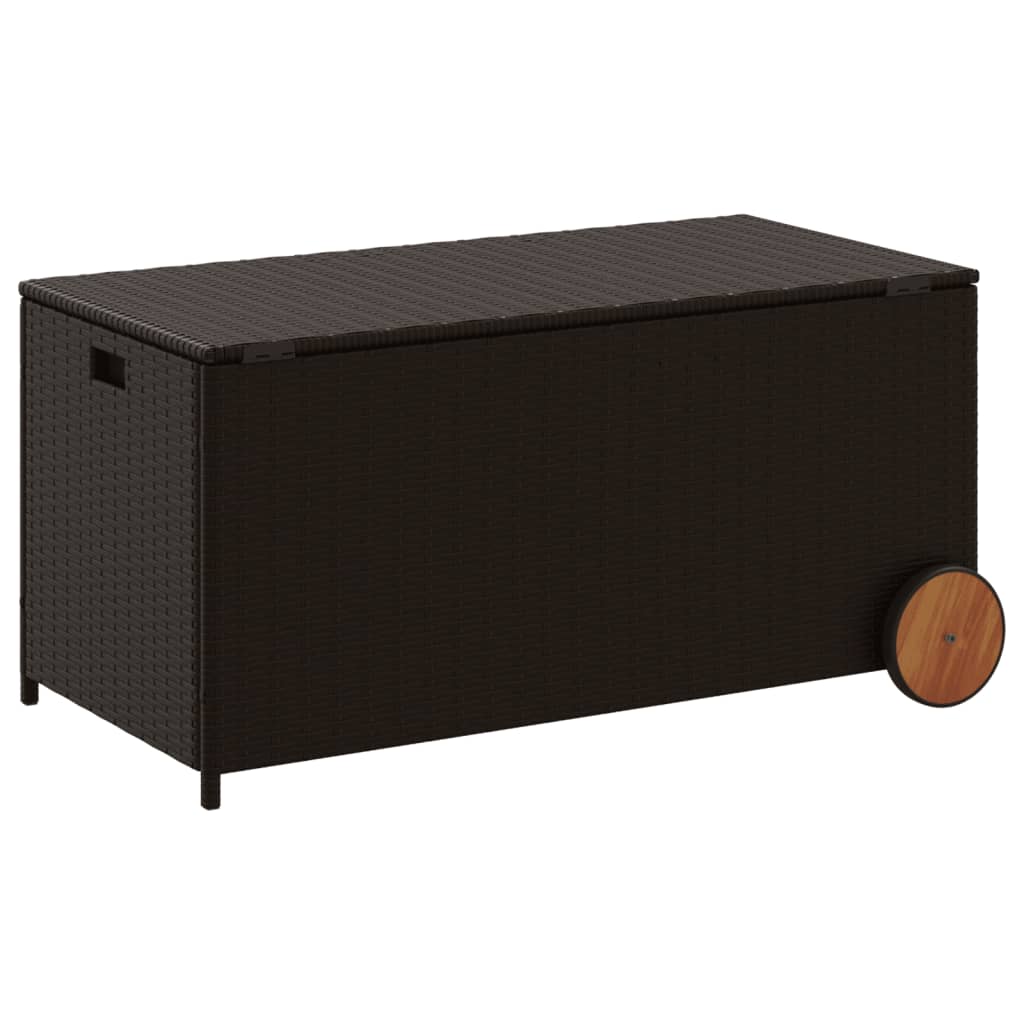 Contenitore da Giardino con Ruote Marrone 190L in Polyrattan - homemem39