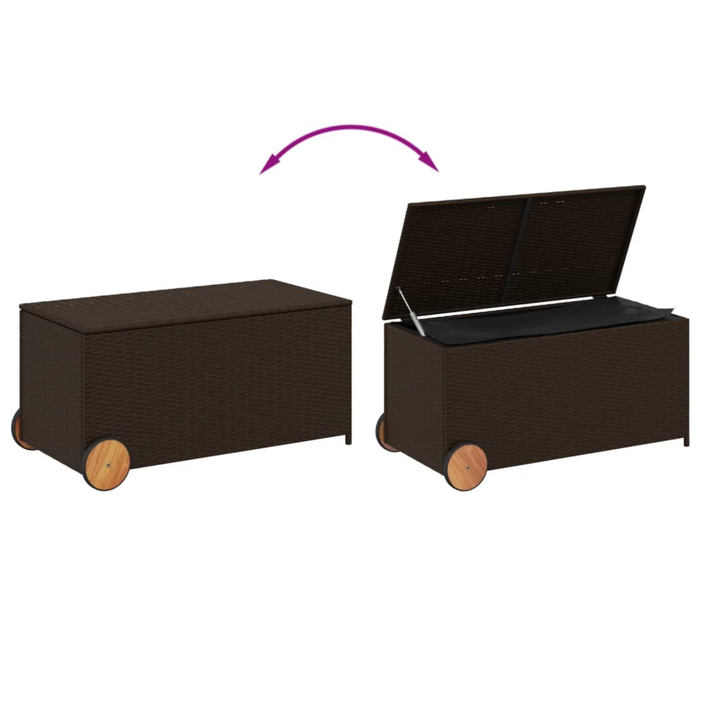 Contenitore da Giardino con Ruote Marrone 190L in Polyrattan - homemem39