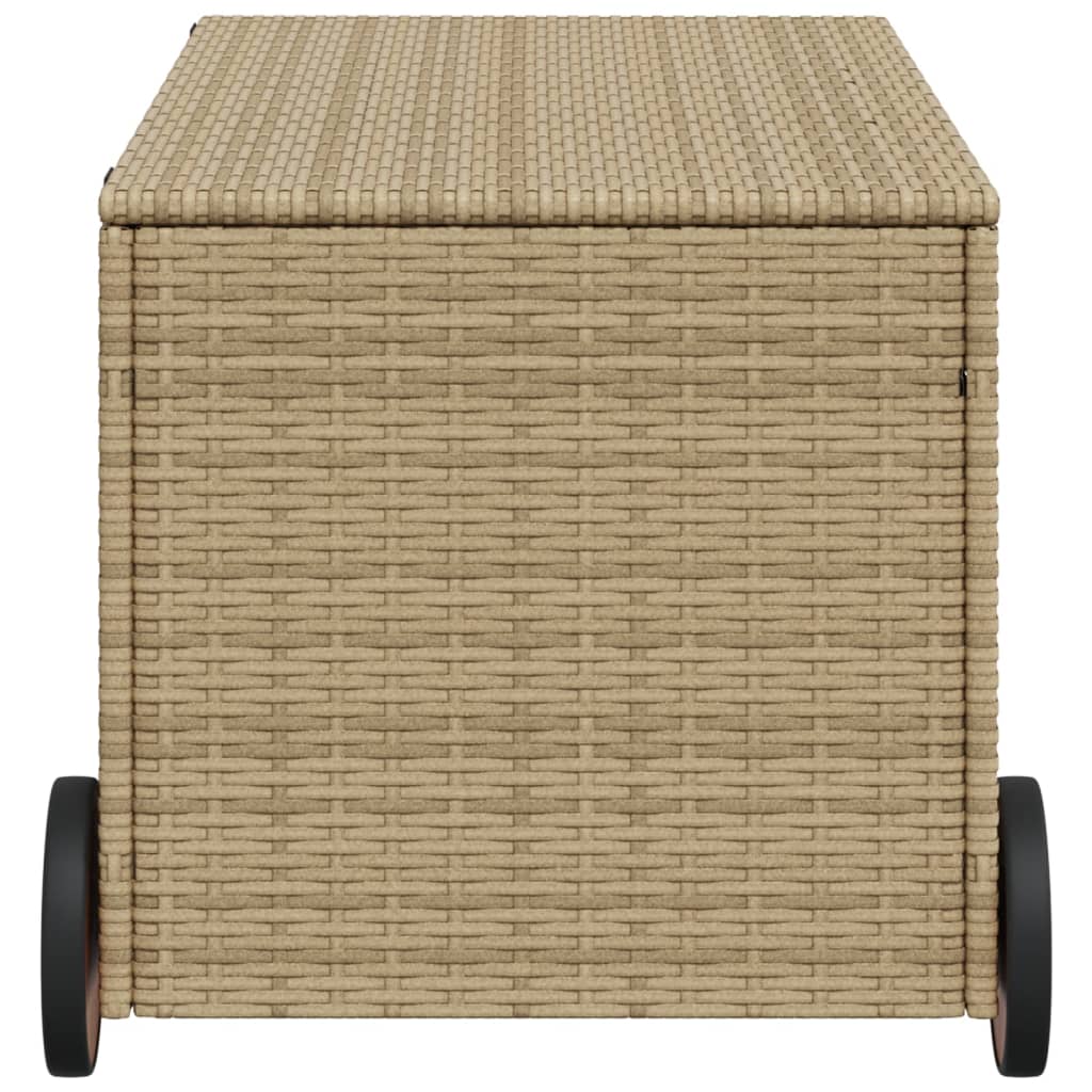 Contenitore da Giardino con Ruote Beige Misto 190L Polyrattan - homemem39