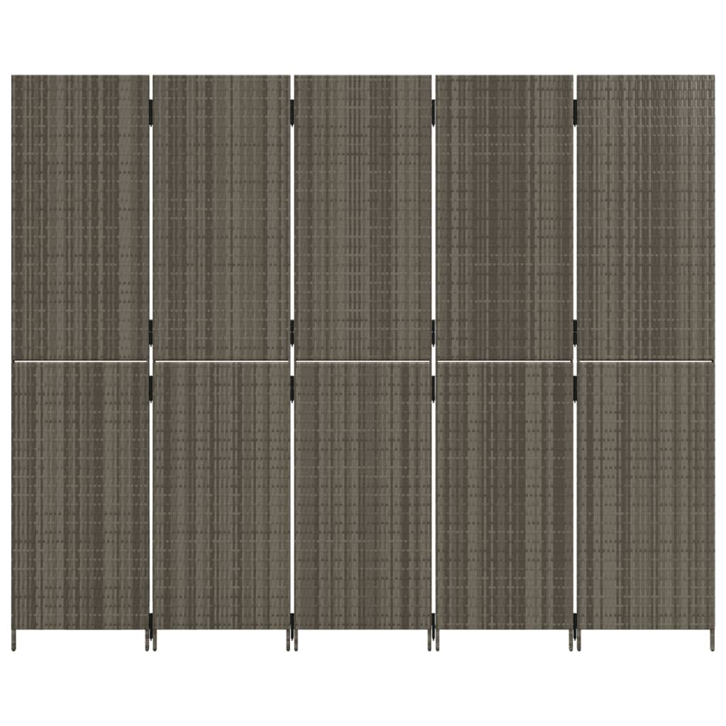 Divisorio per Ambienti a 5 Pannelli Grigio in Polyrattan - homemem39
