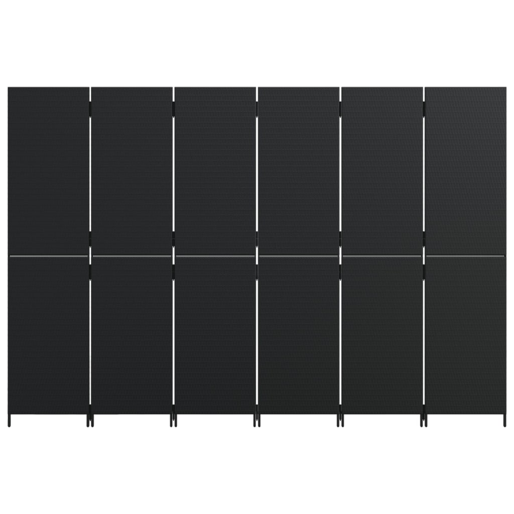 Divisorio per Ambienti a 6 Pannelli Nero in Polyrattan - homemem39