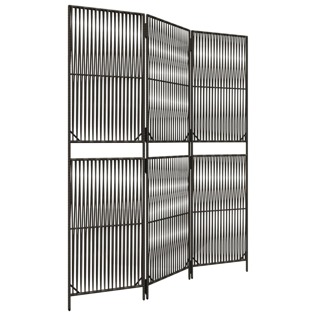 Divisorio per Ambienti a 3 Pannelli Grigio in Polyrattan - homemem39