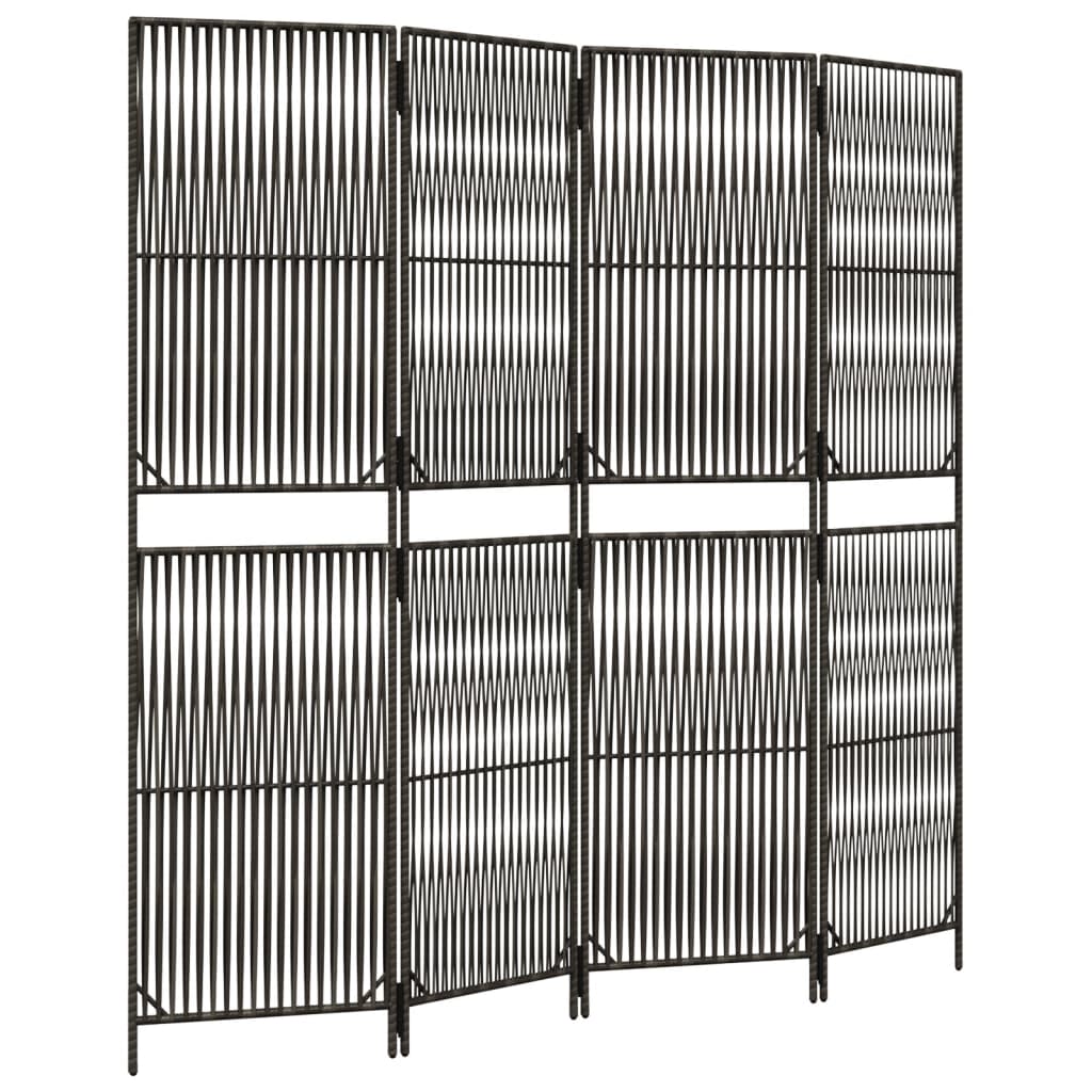 Divisorio per Ambienti a 4 Pannelli Grigio in Polyrattan - homemem39