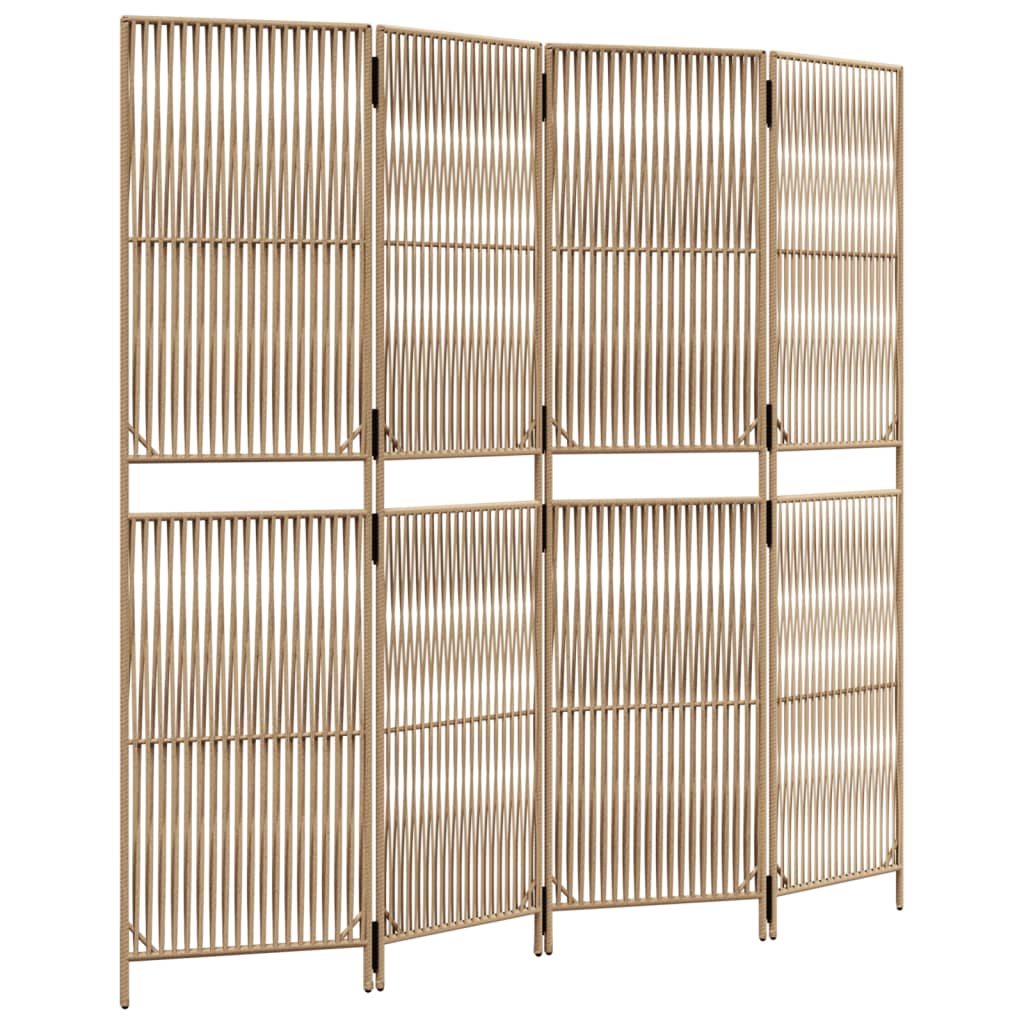 Divisorio per Ambienti a 4 Pannelli Beige in Polyrattan - homemem39