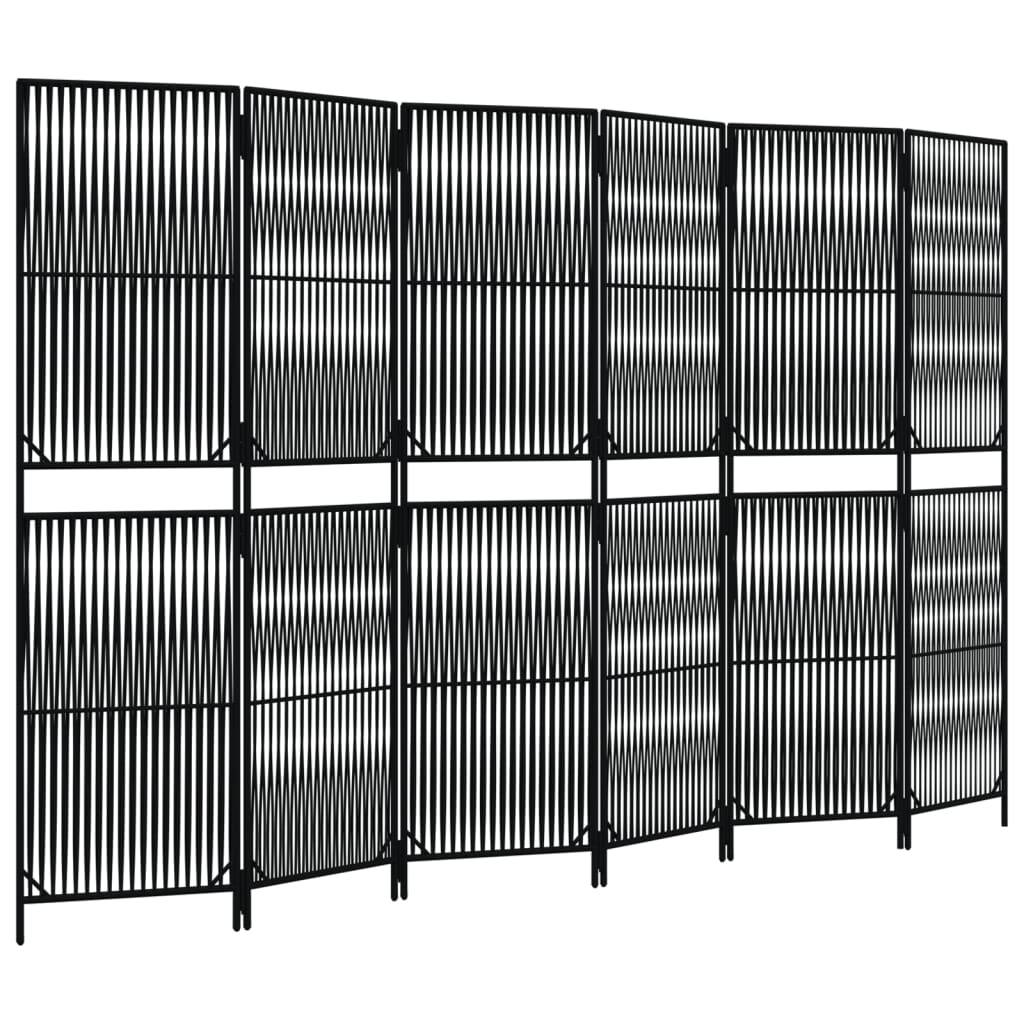 Divisorio per Ambienti a 6 Pannelli Nero in Polyrattan - homemem39